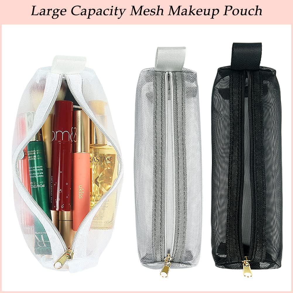 Bolsa de Maquillaje de Malla 3Pcs Nylon Organizador Cosmético