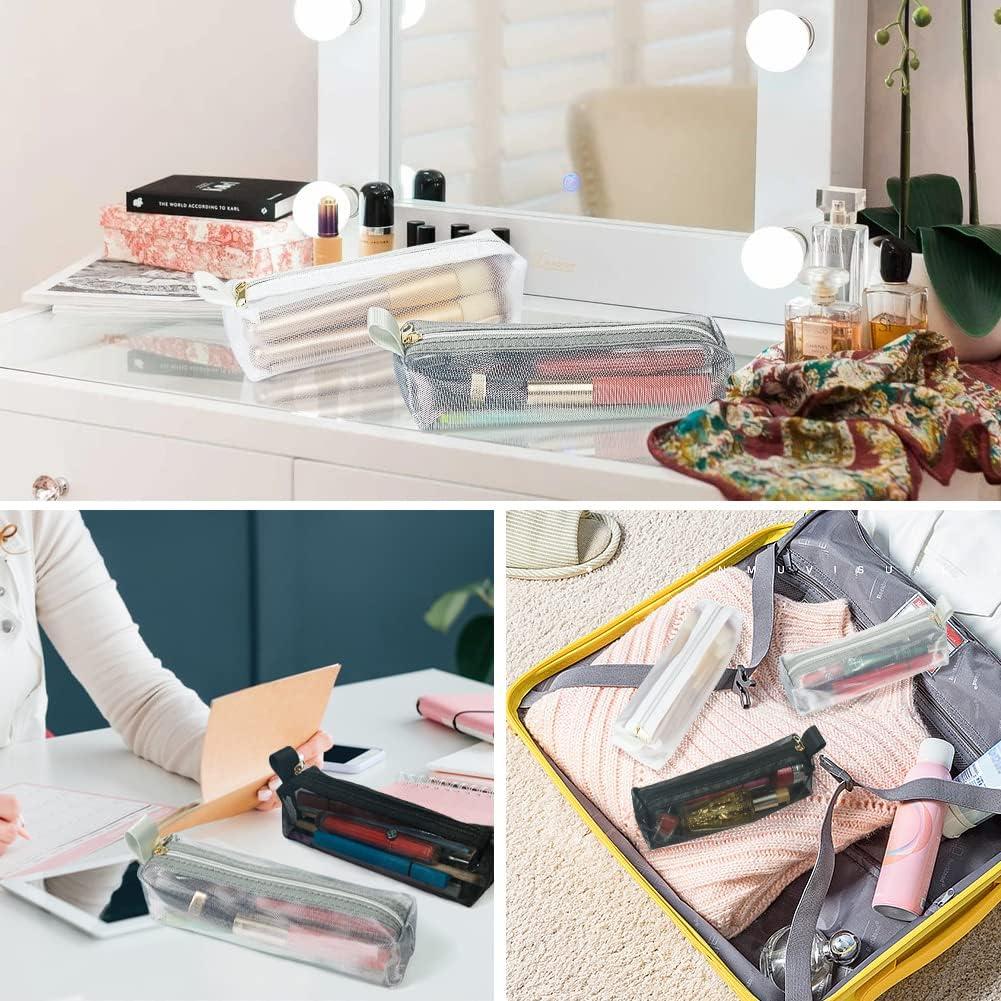 Bolsa de Maquillaje de Malla 3Pcs Nylon Organizador Cosmético