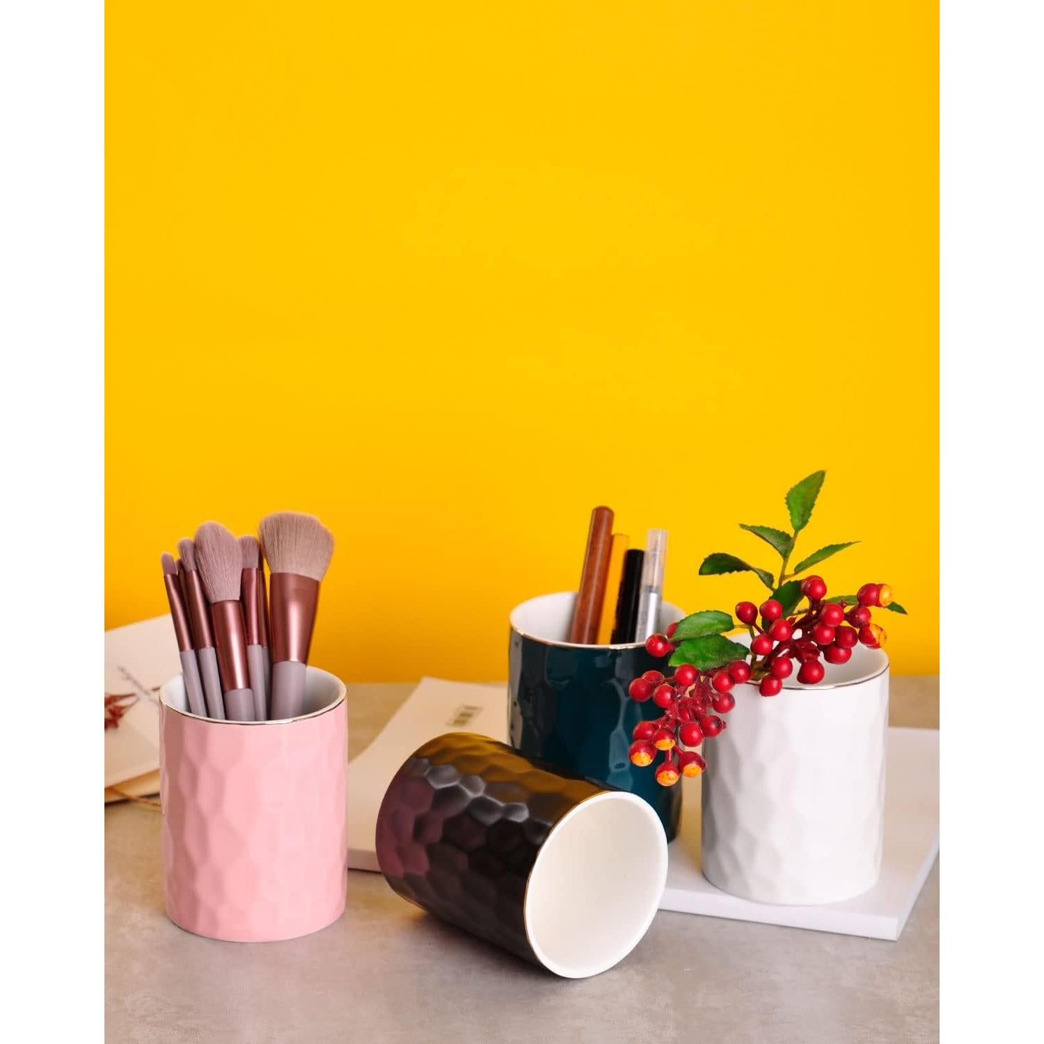 Soporte para Brochas de Maquillaje Cerámica WHJY Blanco Moderno