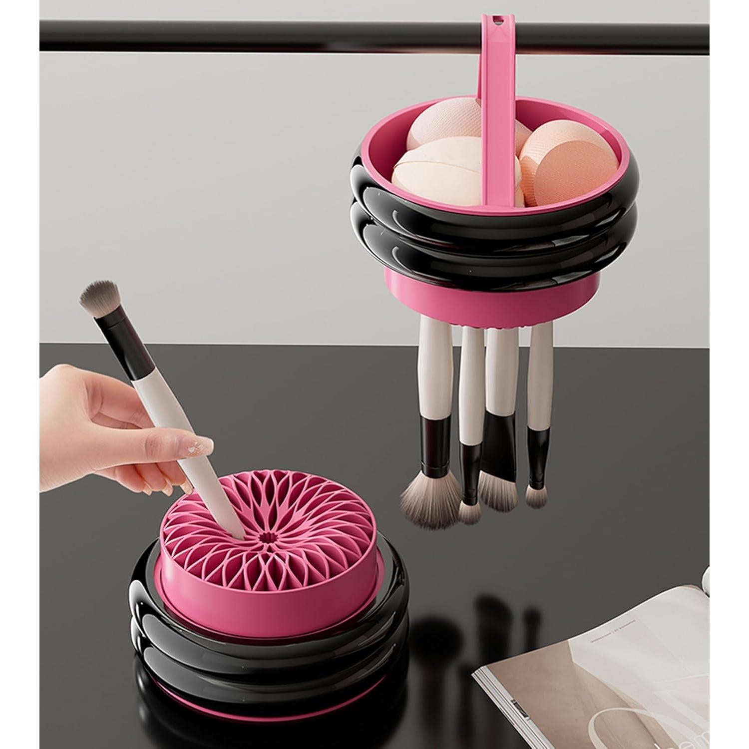 Soporte para Brochas de Maquillaje TIMISTARS 3 en 1 Rosa