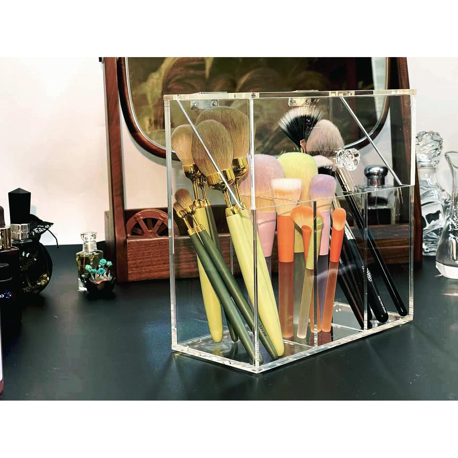 Organizador de Maquillaje Acrílico VASERDDY con Cubierta 21.5x10.2cm