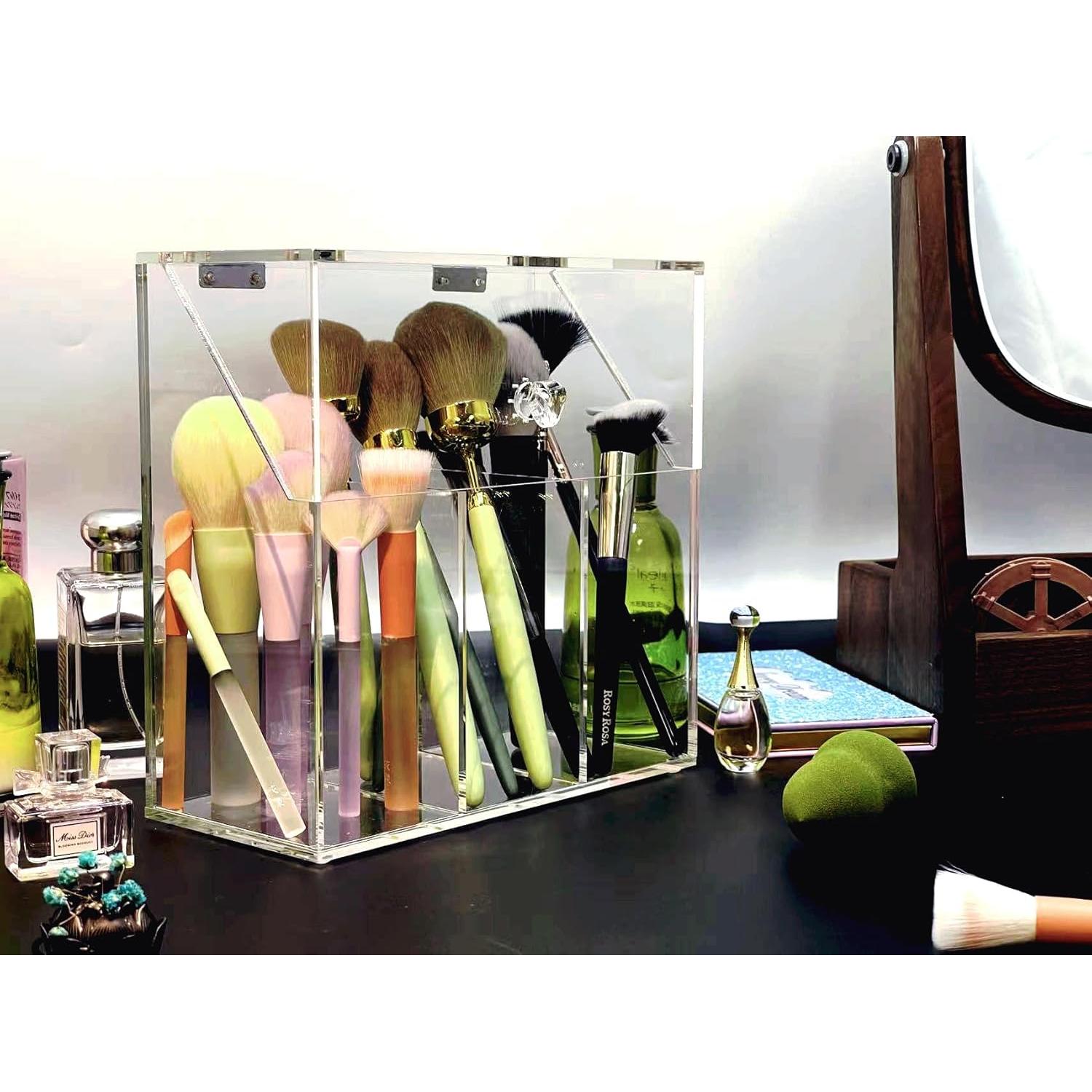 Organizador de Maquillaje Acrílico VASERDDY con Cubierta 21.5x10.2cm