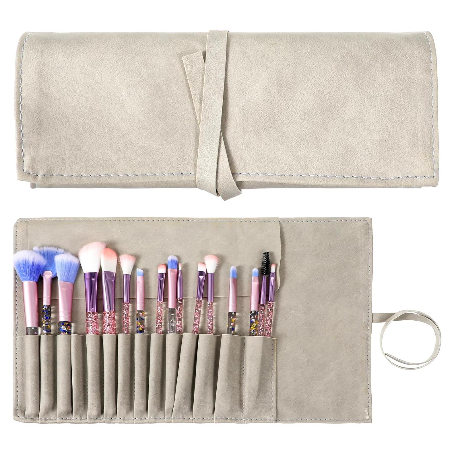 Bolsa de Brochas de Maquillaje Plegable PU Organizador Viaje