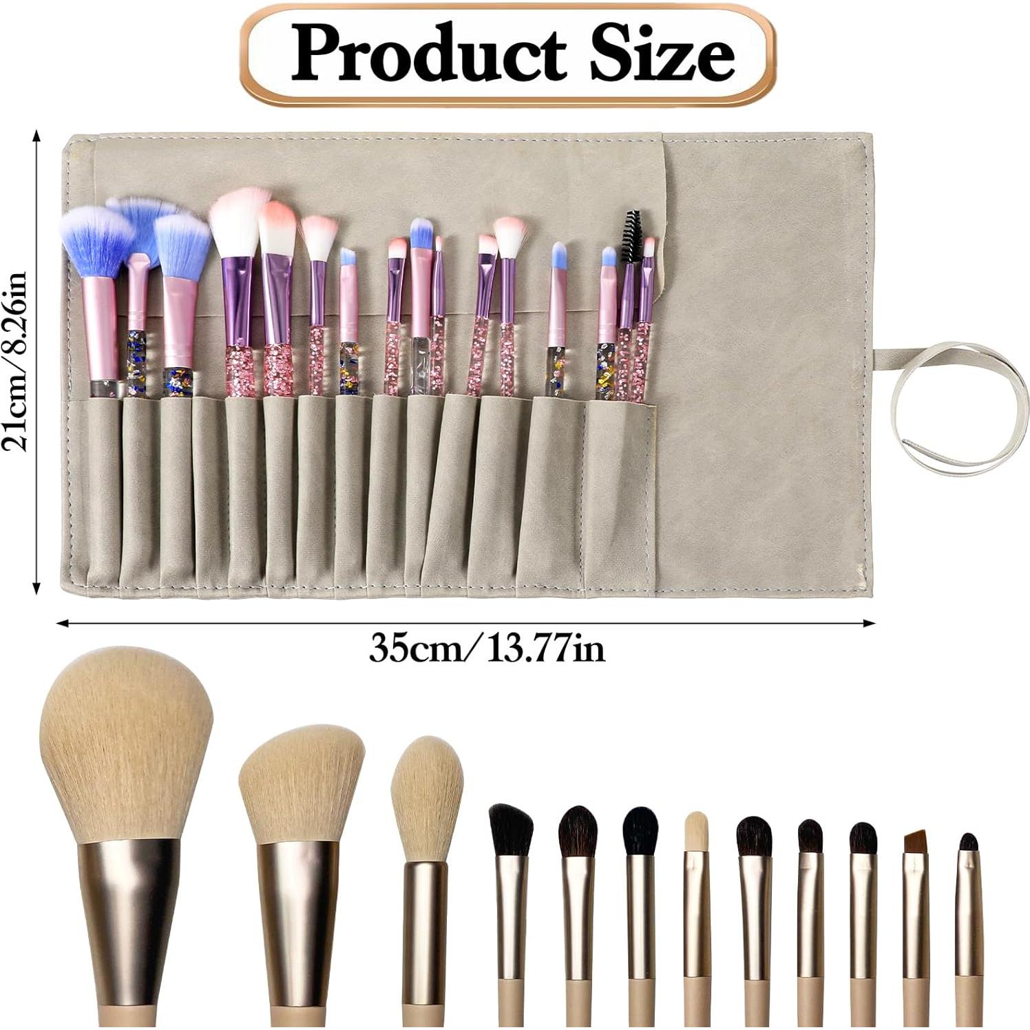 Bolsa de Brochas de Maquillaje Plegable PU Organizador Viaje