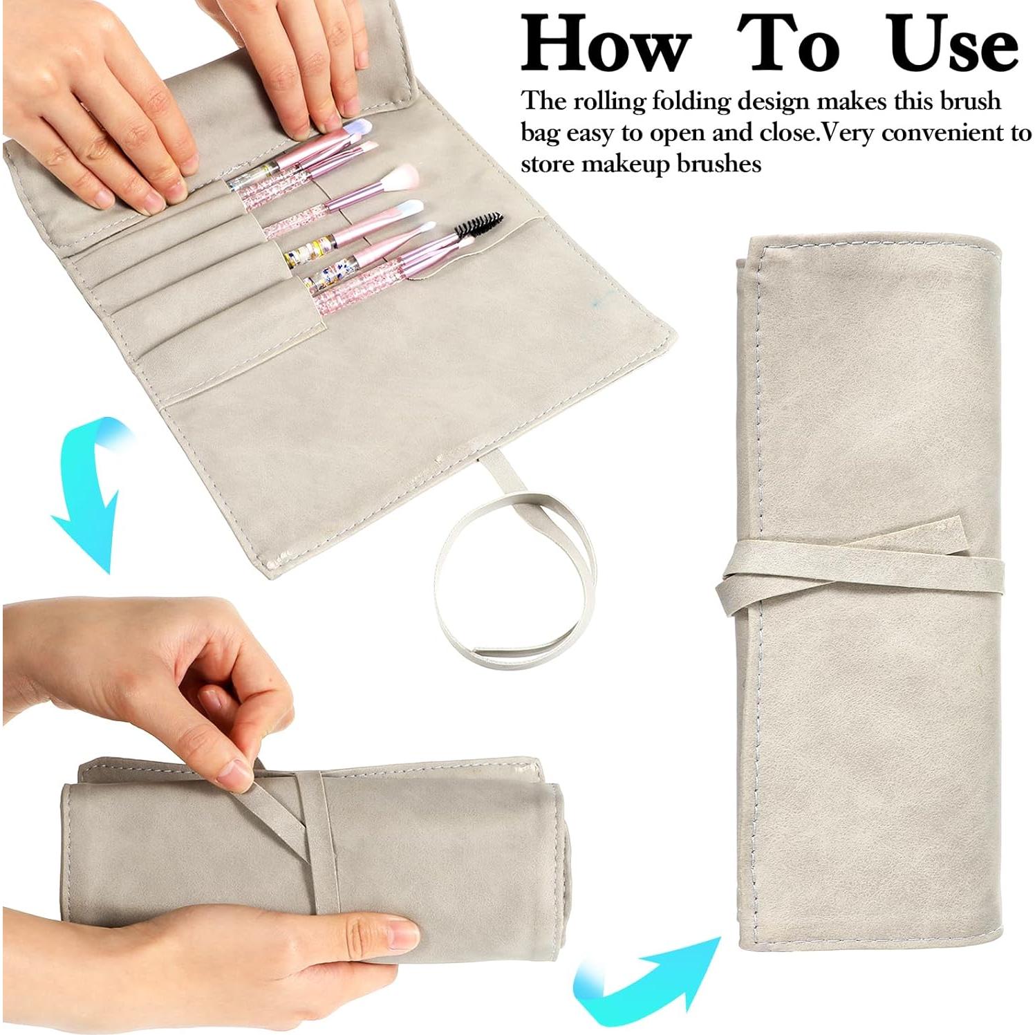 Bolsa de Brochas de Maquillaje Plegable PU Organizador Viaje