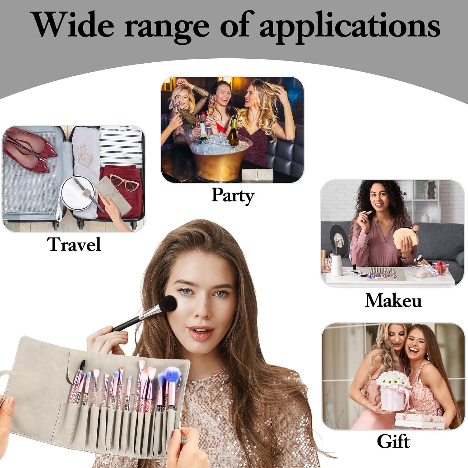 Bolsa de Brochas de Maquillaje Plegable PU Organizador Viaje