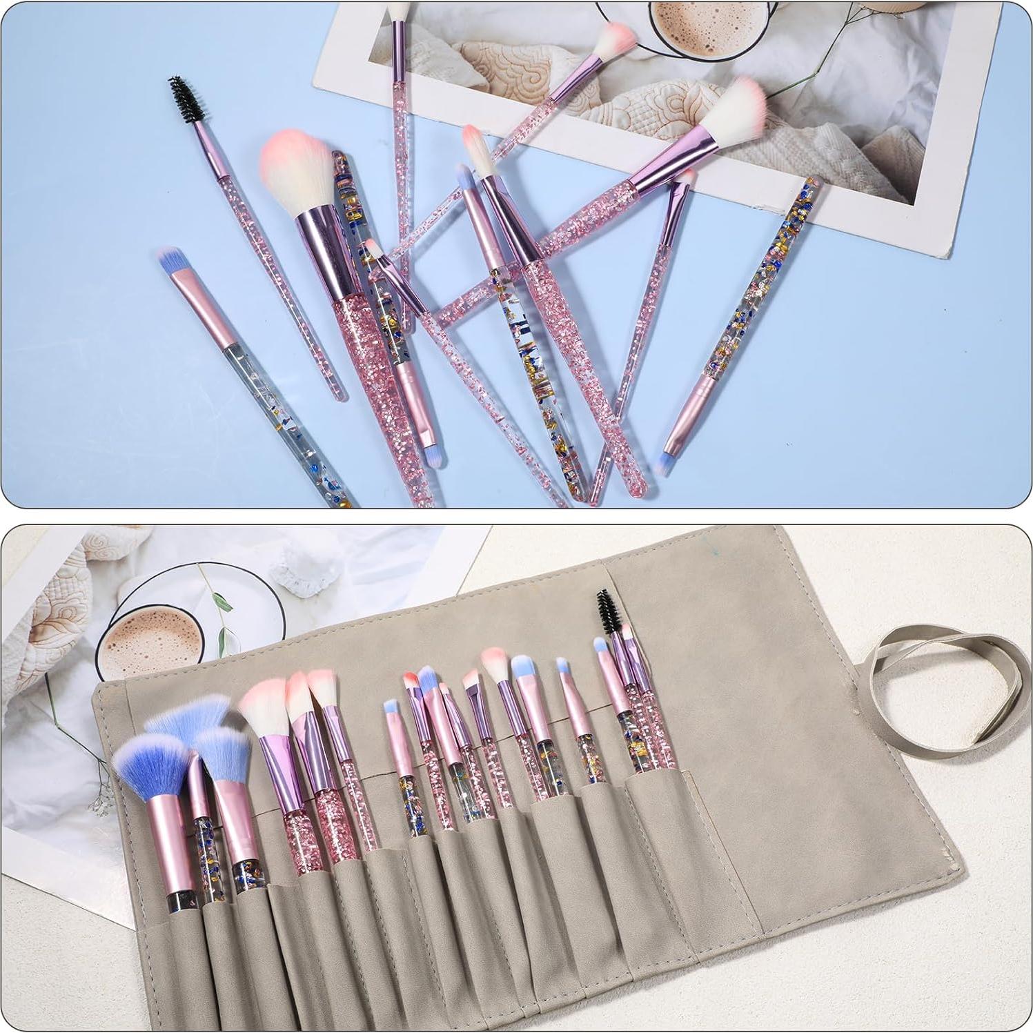 Bolsa de Brochas de Maquillaje Plegable PU Organizador Viaje