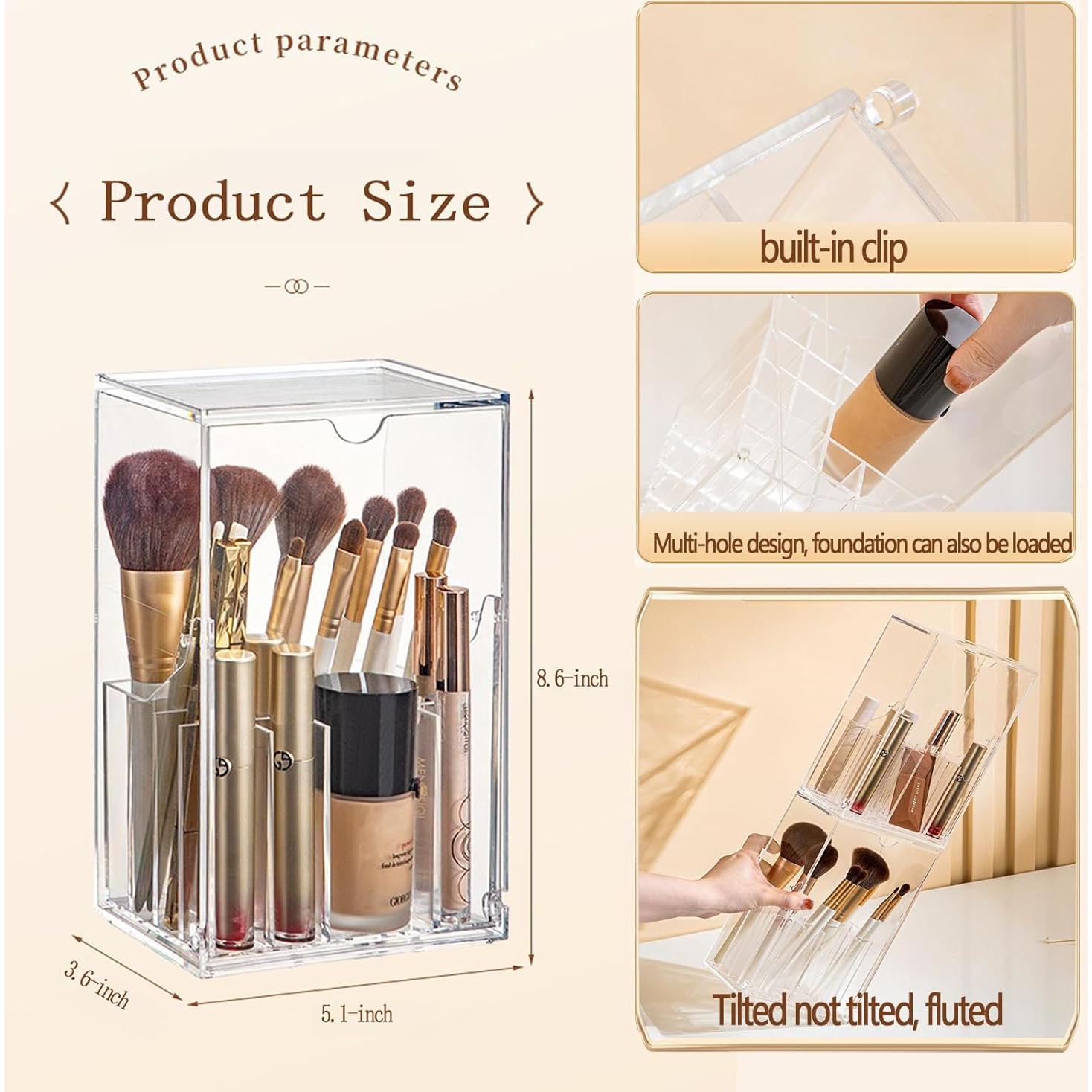 Organizador de Brochas de Maquillaje KoovDem 21x12.5 cm A Prueba de Polvo