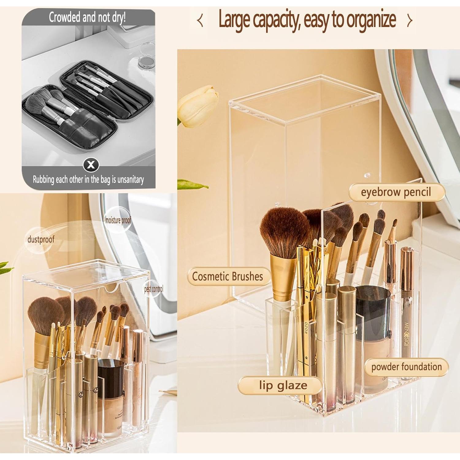 Organizador de Brochas de Maquillaje KoovDem 21x12.5 cm A Prueba de Polvo