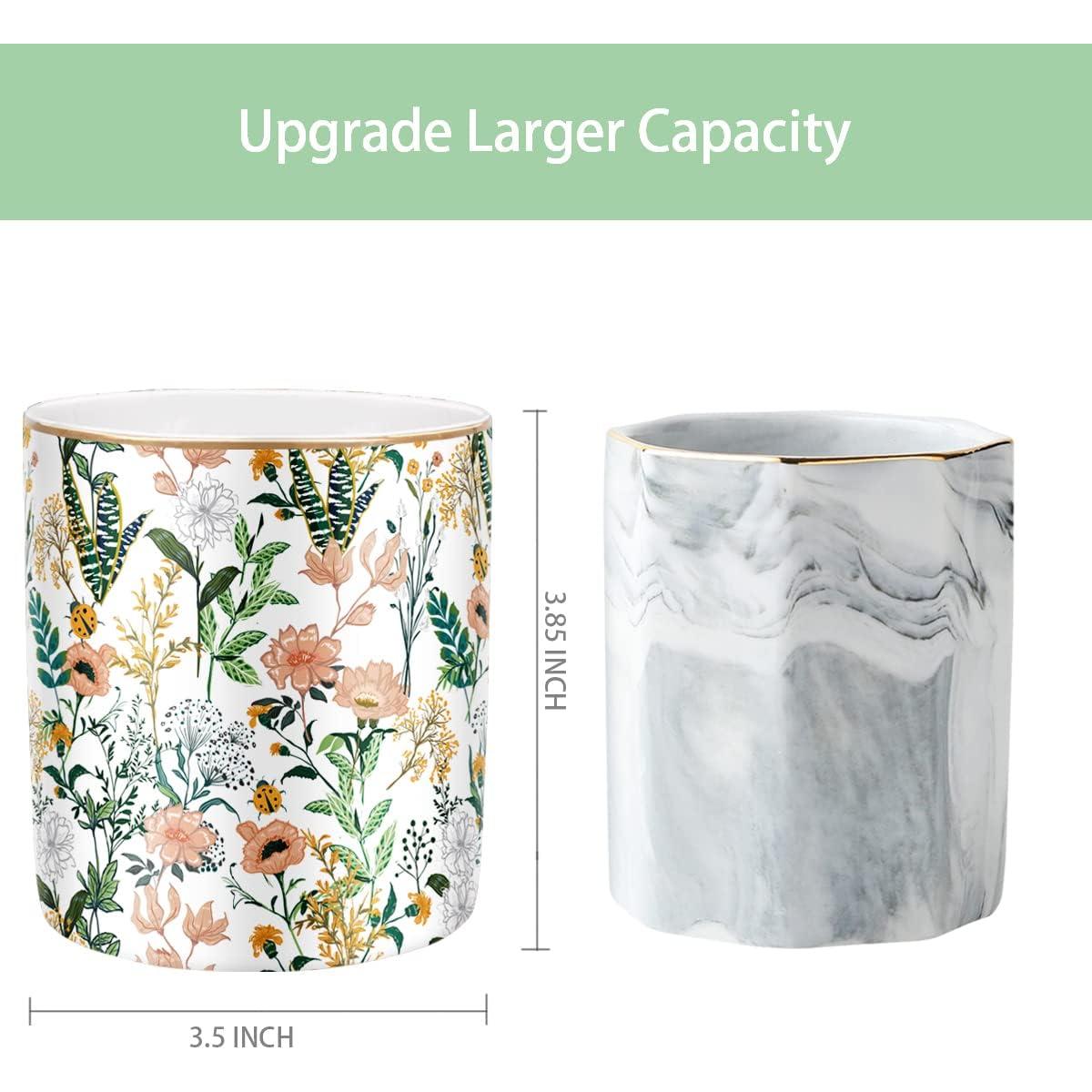 Soporte para lápices WAVEYU cerámica flor blanca 10 cm