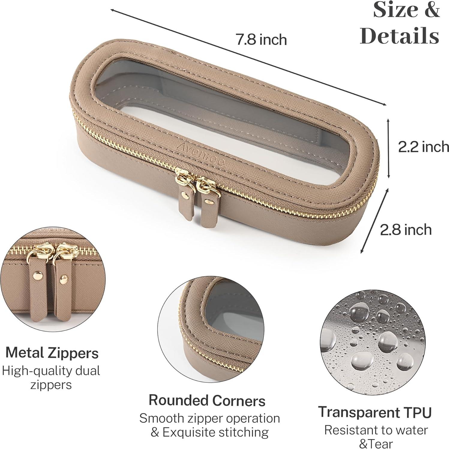 Bolsa de Maquillaje Transparente Aveniee Slim Taupe 19.8 cm