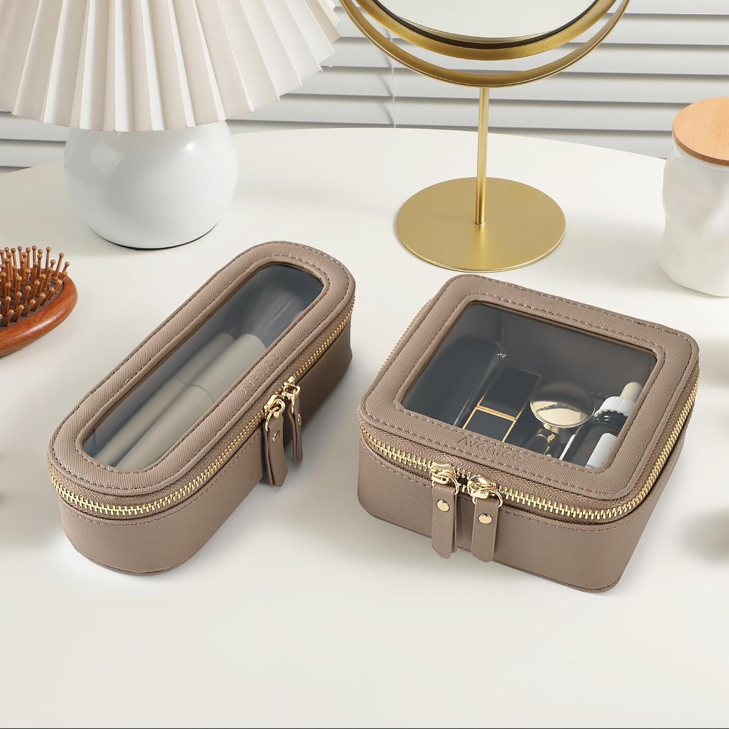 Bolsa de Maquillaje Transparente Aveniee Slim Taupe 19.8 cm