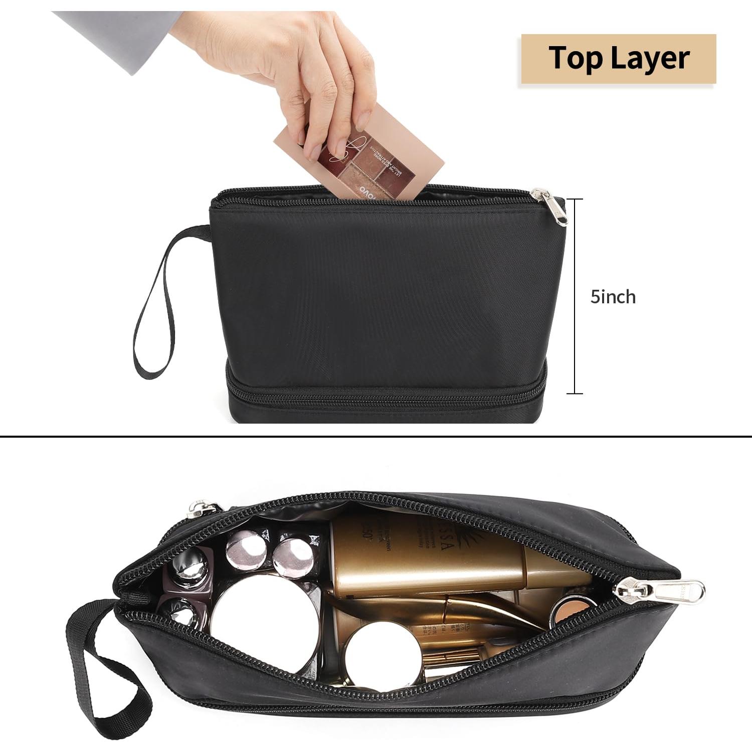 Bolsa de Maquillaje Pequeña Etérea Negra Doble Capa 21.96x8.99cm