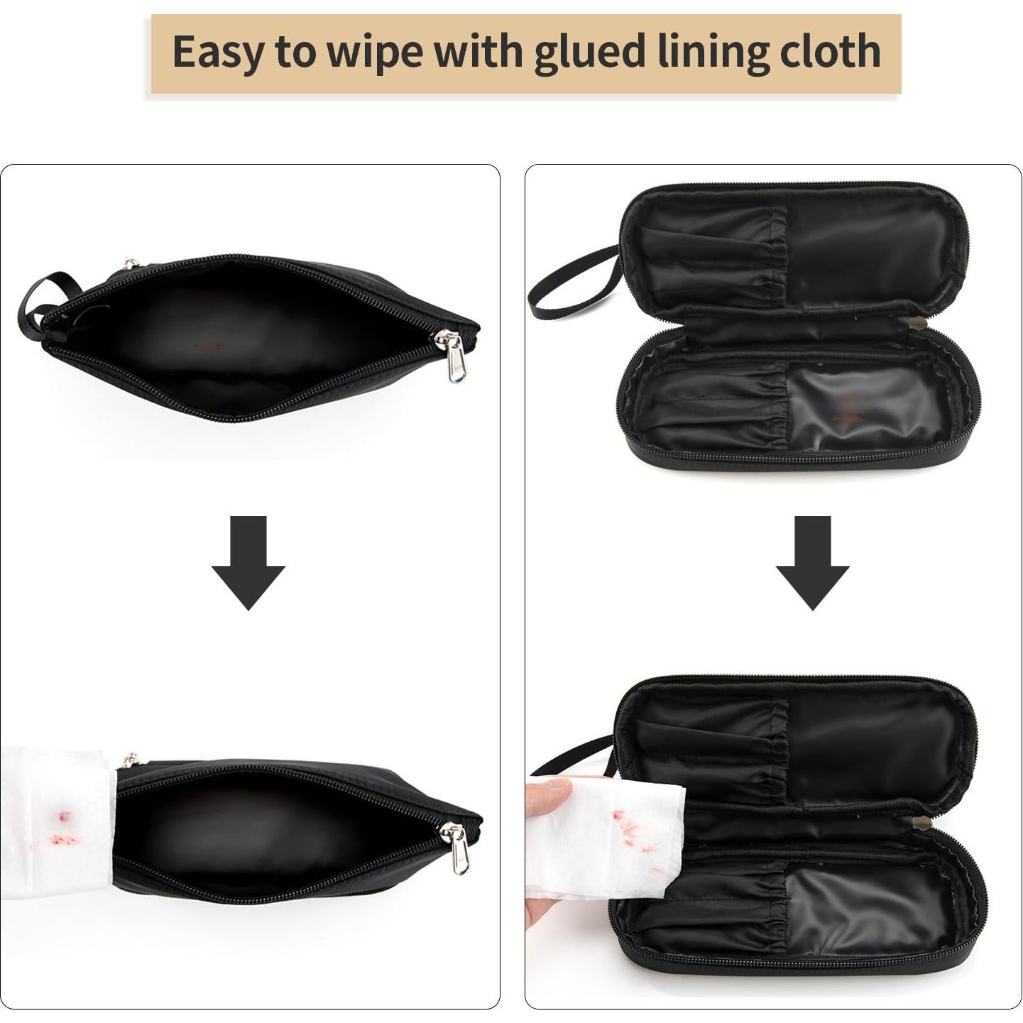 Bolsa de Maquillaje Pequeña Etérea Negra Doble Capa 21.96x8.99cm