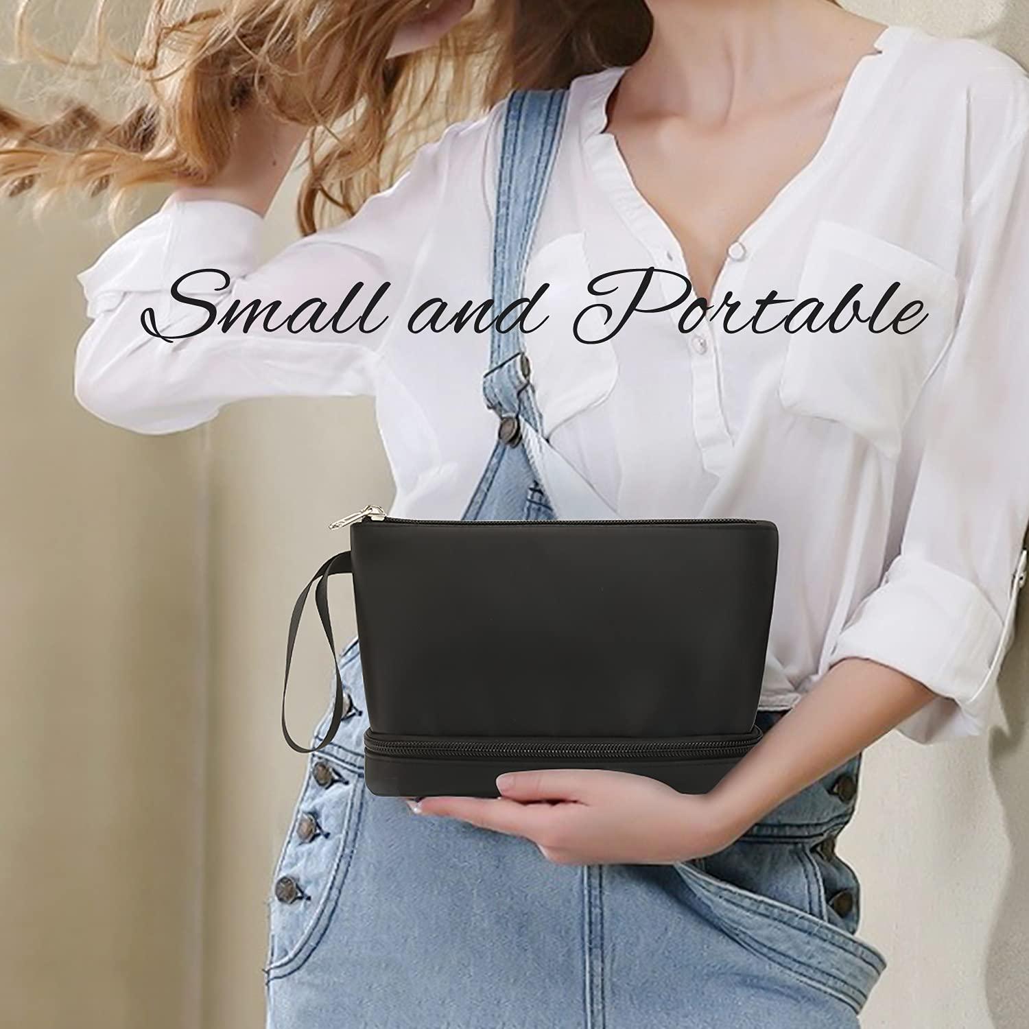 Bolsa de Maquillaje Pequeña Etérea Negra Doble Capa 21.96x8.99cm