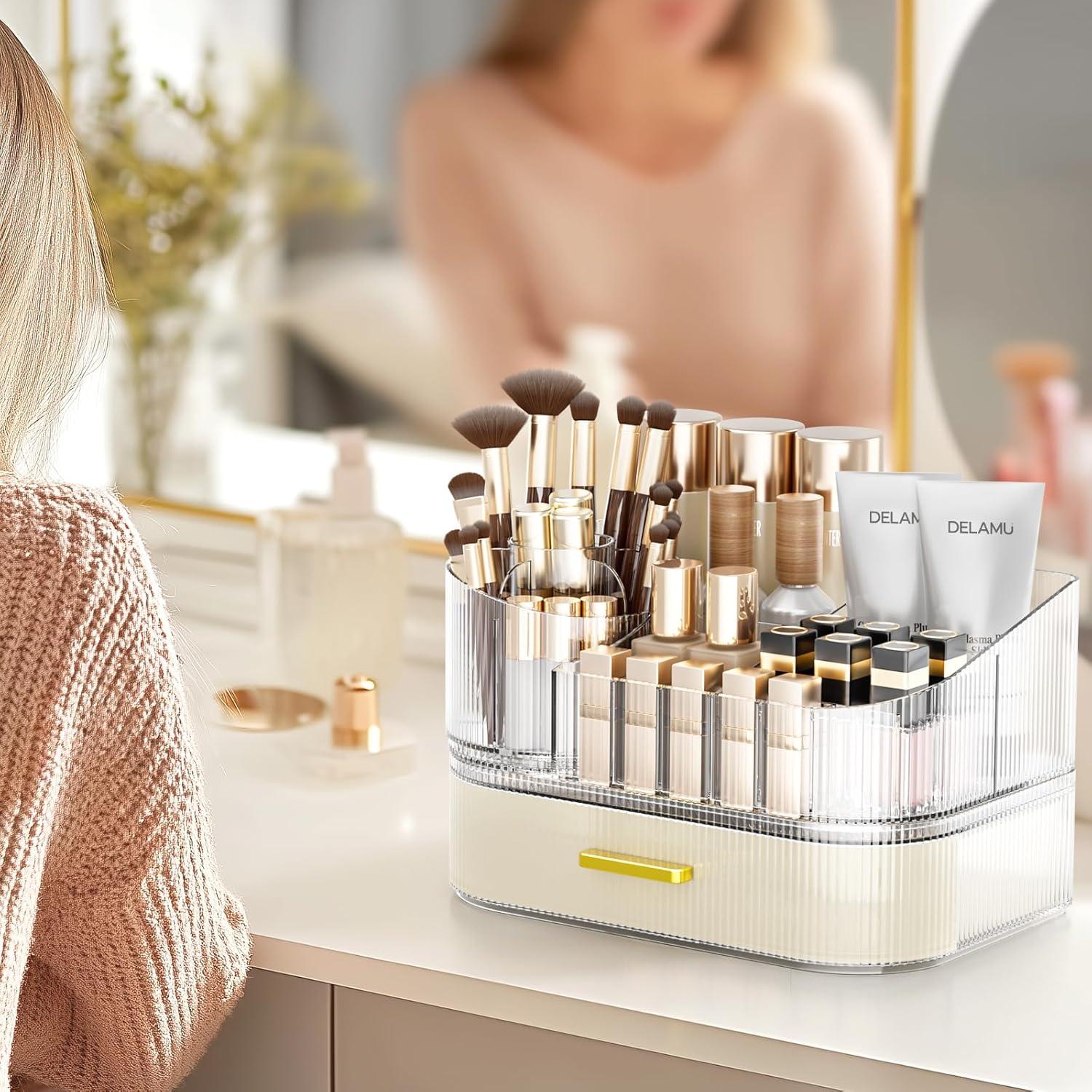 Organizador de Maquillaje Delamu Blanco con Cajones Apilables