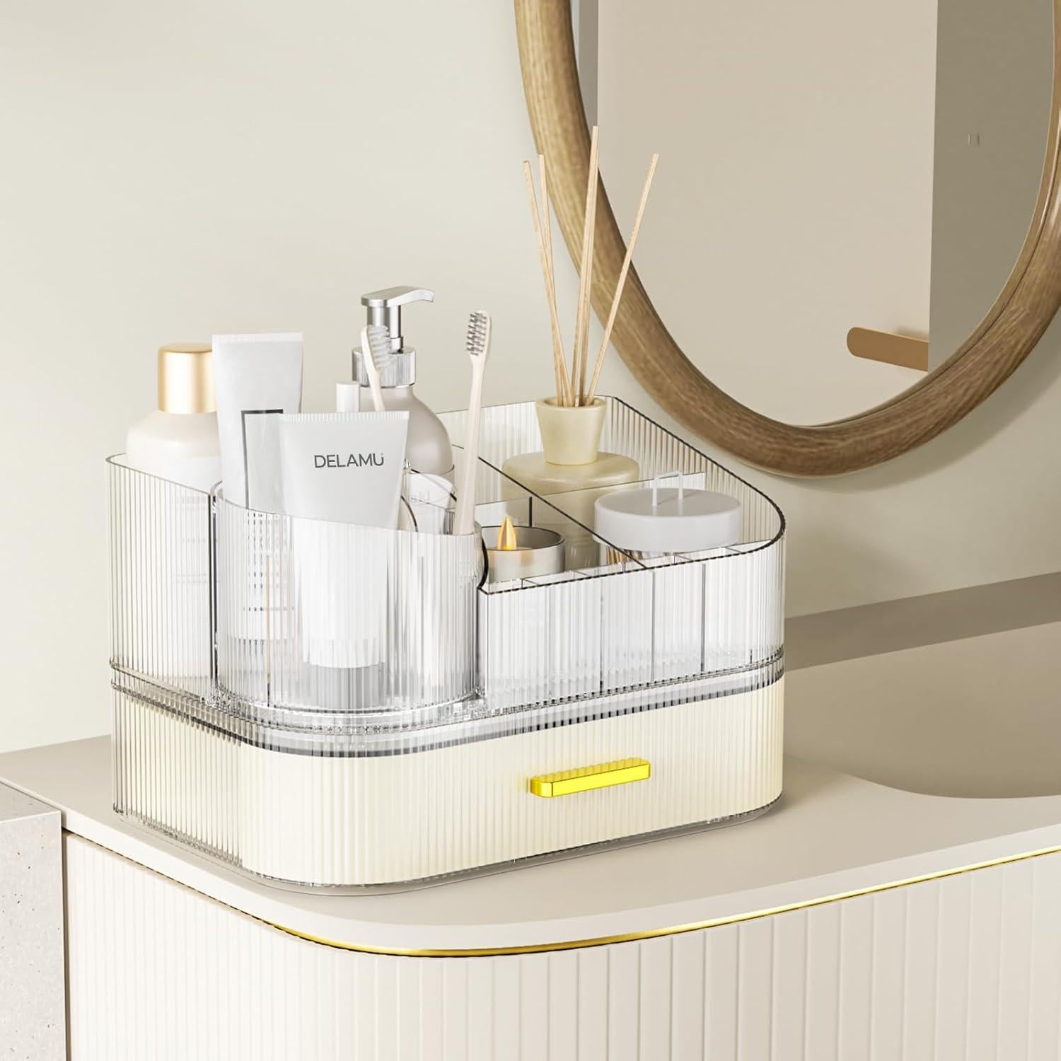 Organizador de Maquillaje Delamu Blanco con Cajones Apilables