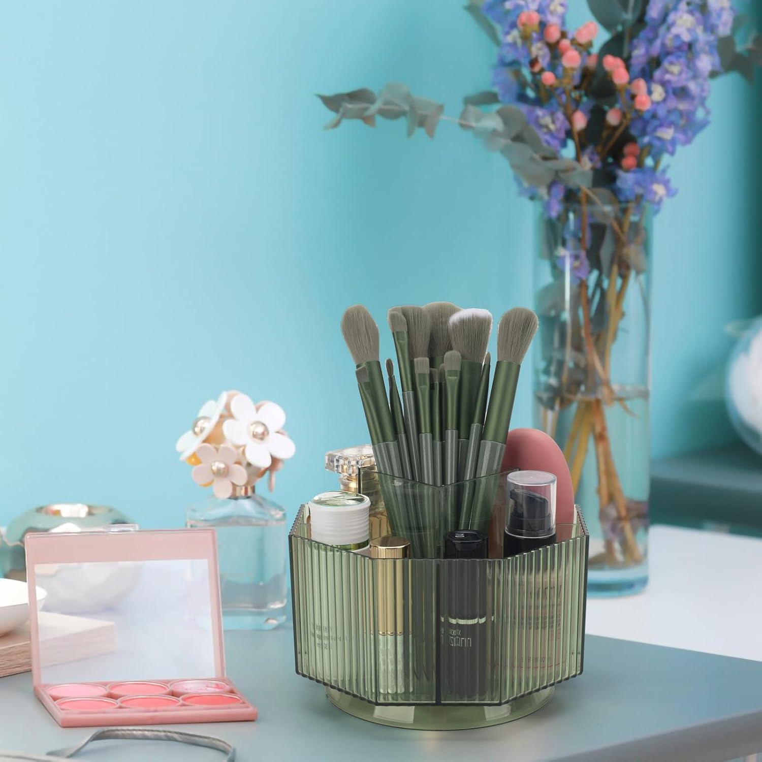 Soporte Rotatorio para Brochas de Maquillaje CESTATIVO Verde 360°