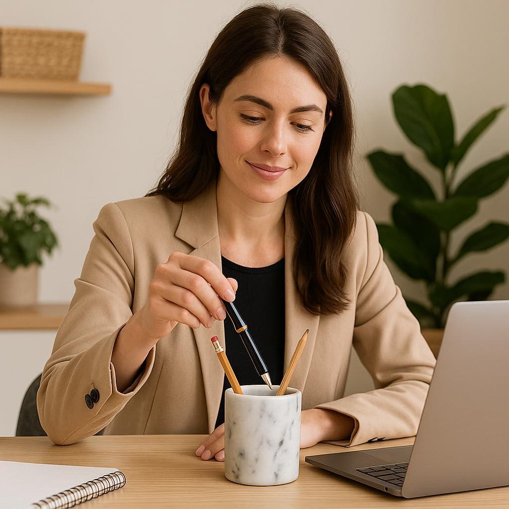 Soporte para bolígrafos de mármol natural Creative Home 8.4 cm