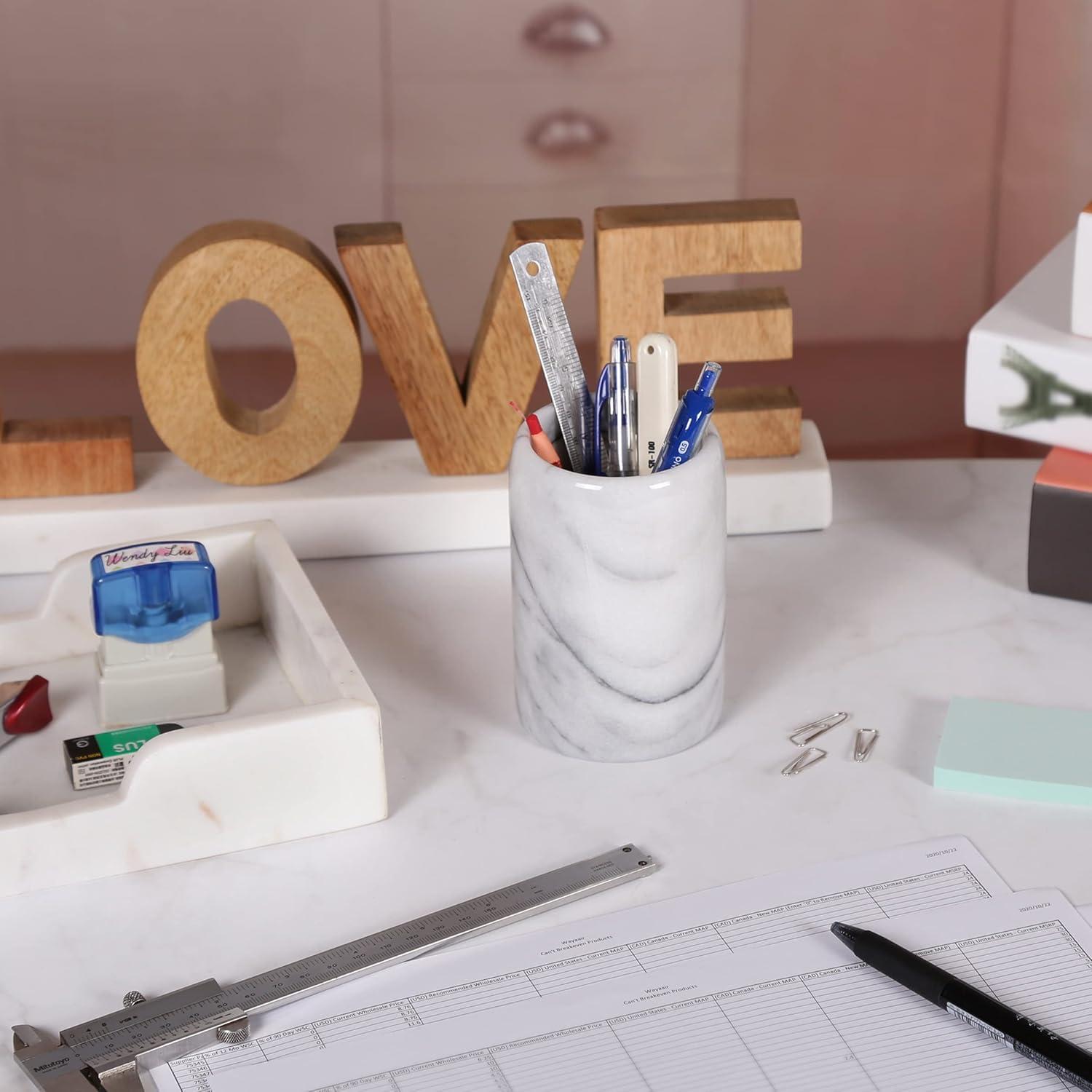 Soporte para bolígrafos de mármol natural Creative Home 8.4 cm