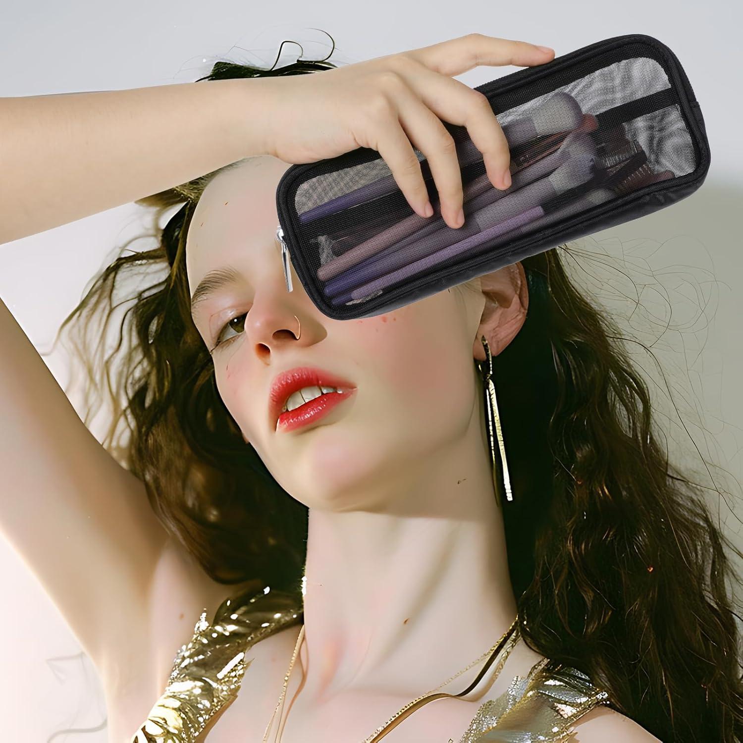 Bolsa de Maquillaje de Malla Transparente Styquenzer - 2 Pcs