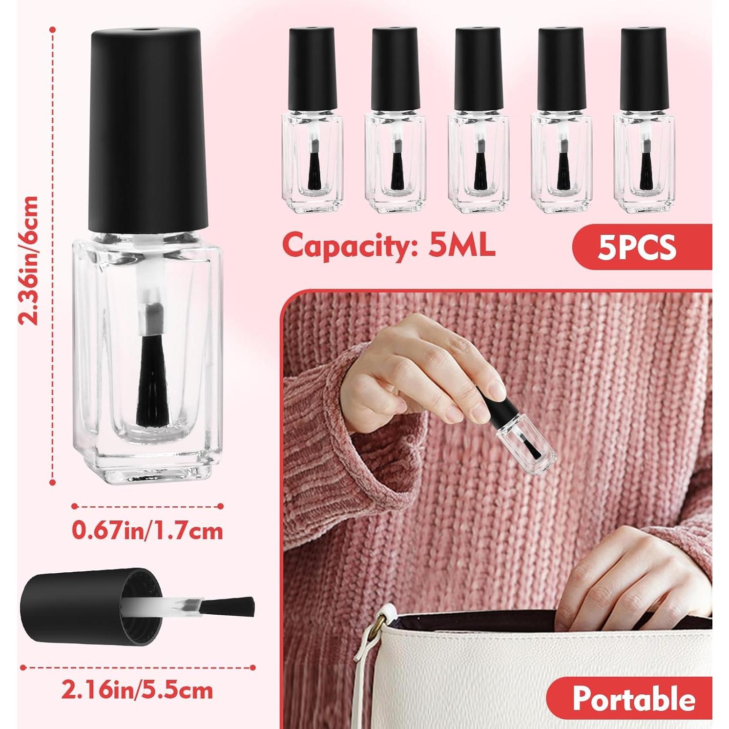 Botellas Vacías de Esmalte de Uñas AHIER 5ml - Pack de 5