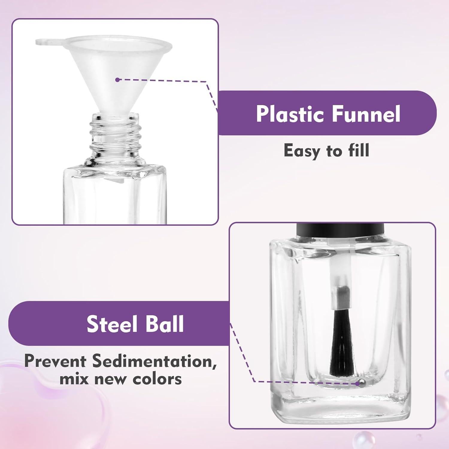 Botellas de Esmalte de Uñas Vacías AHIER 15ml - 5 Piezas