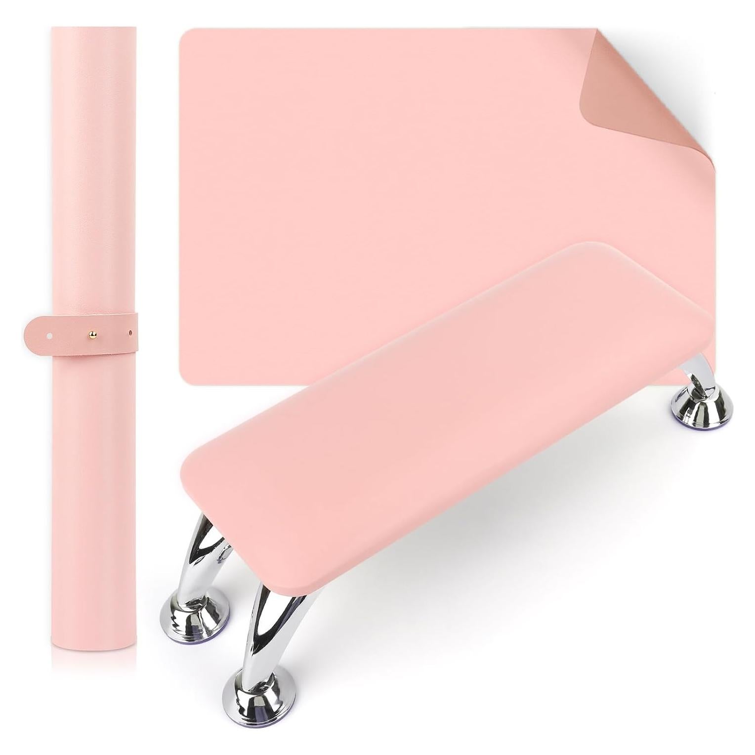 Reposabrazos y Alfombrilla para Uñas Lionvison Rosa 60x40cm