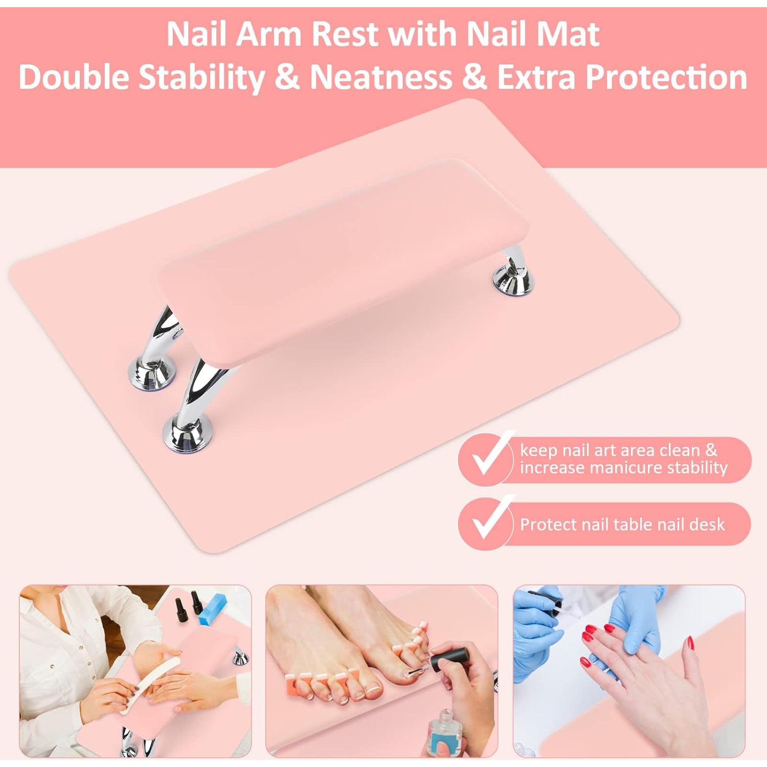 Reposabrazos y Alfombrilla para Uñas Lionvison Rosa 60x40cm