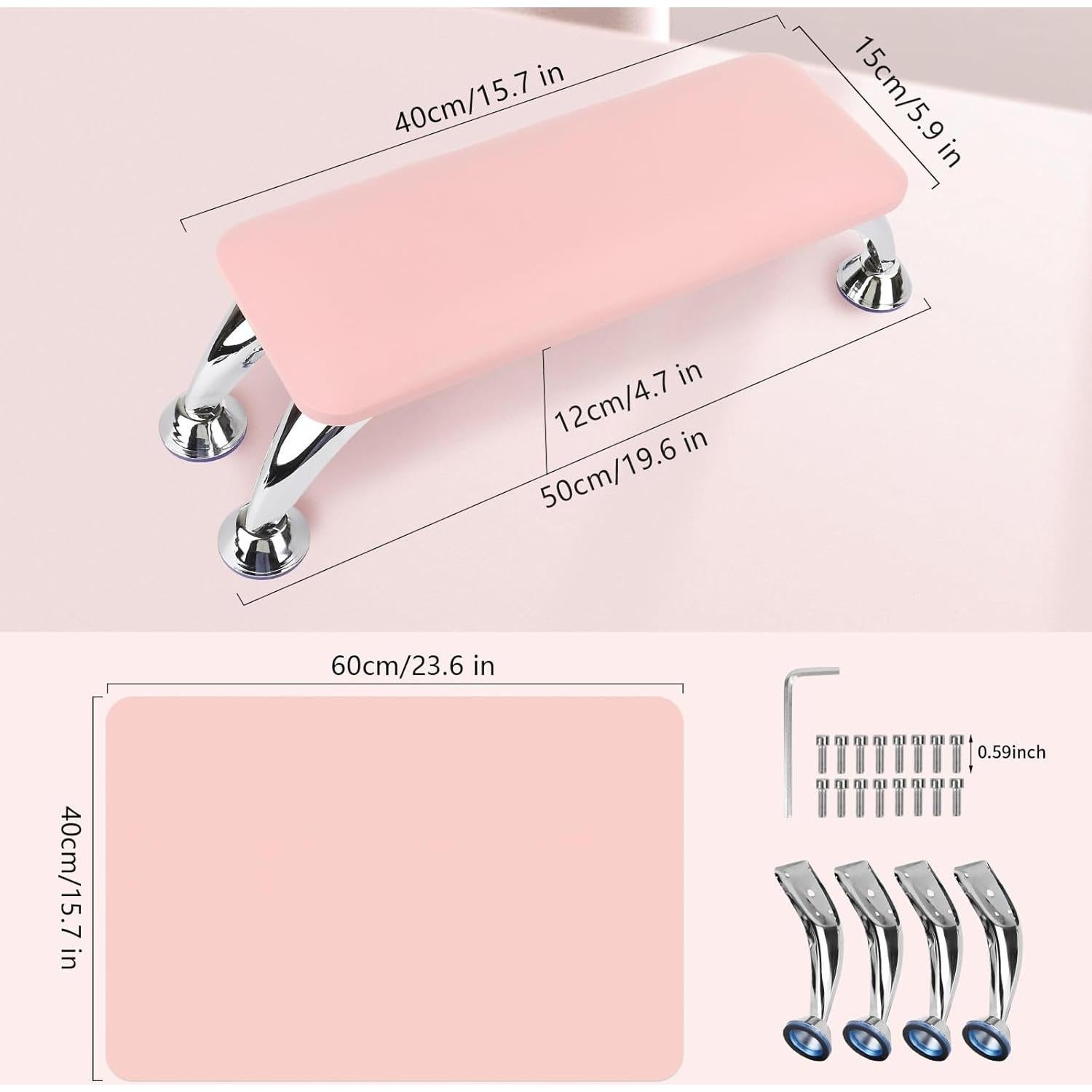 Reposabrazos y Alfombrilla para Uñas Lionvison Rosa 60x40cm