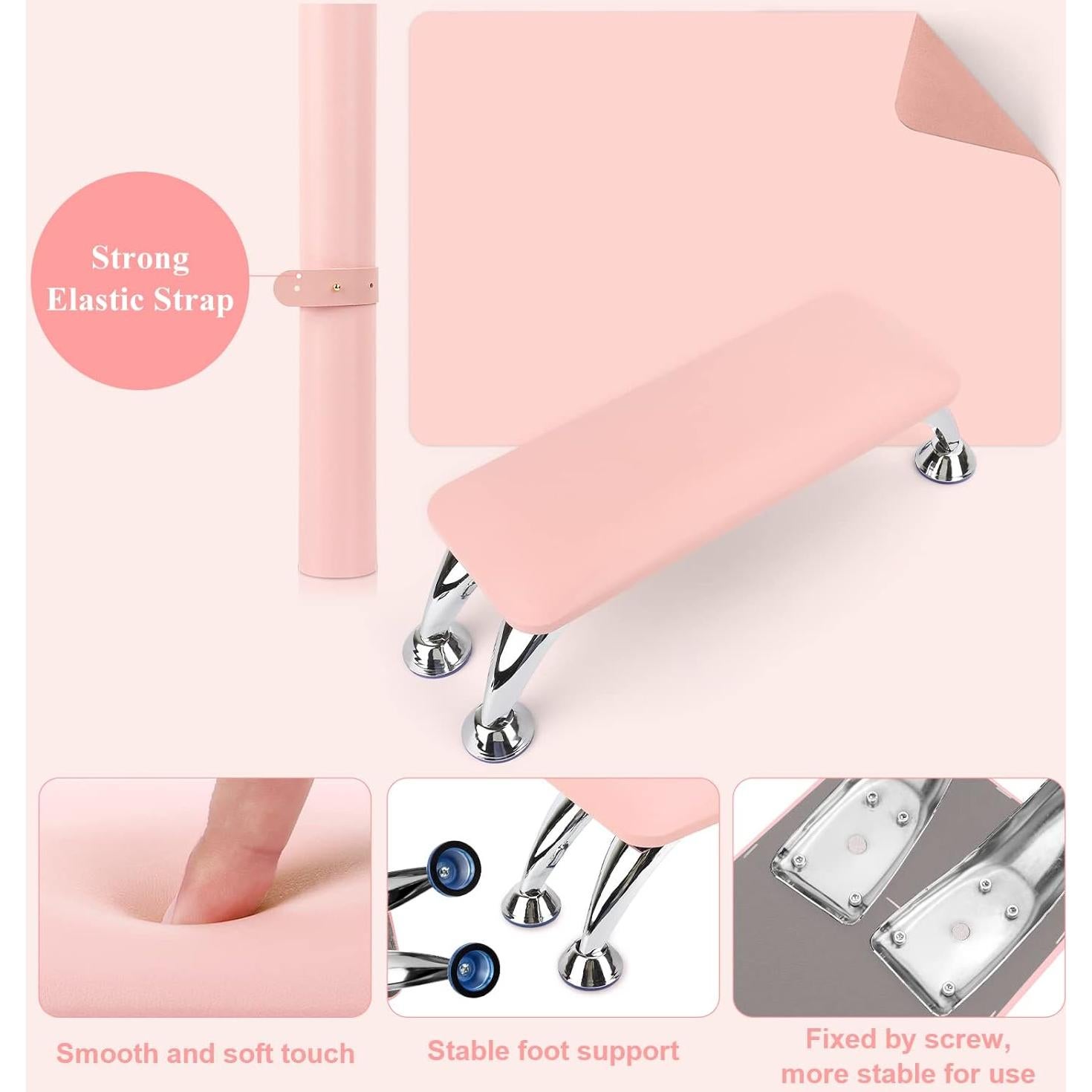 Reposabrazos y Alfombrilla para Uñas Lionvison Rosa 60x40cm