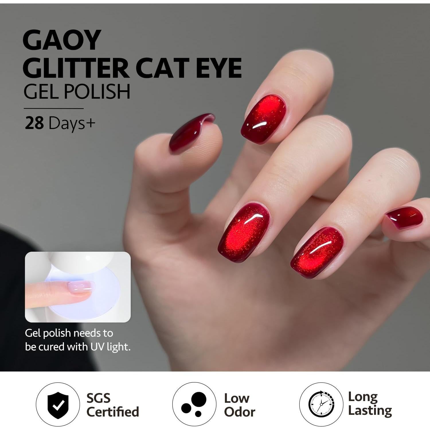 Esmalte de Uñas Gel Ojo de Gato GAOY 16ml Crepúsculo Rubí