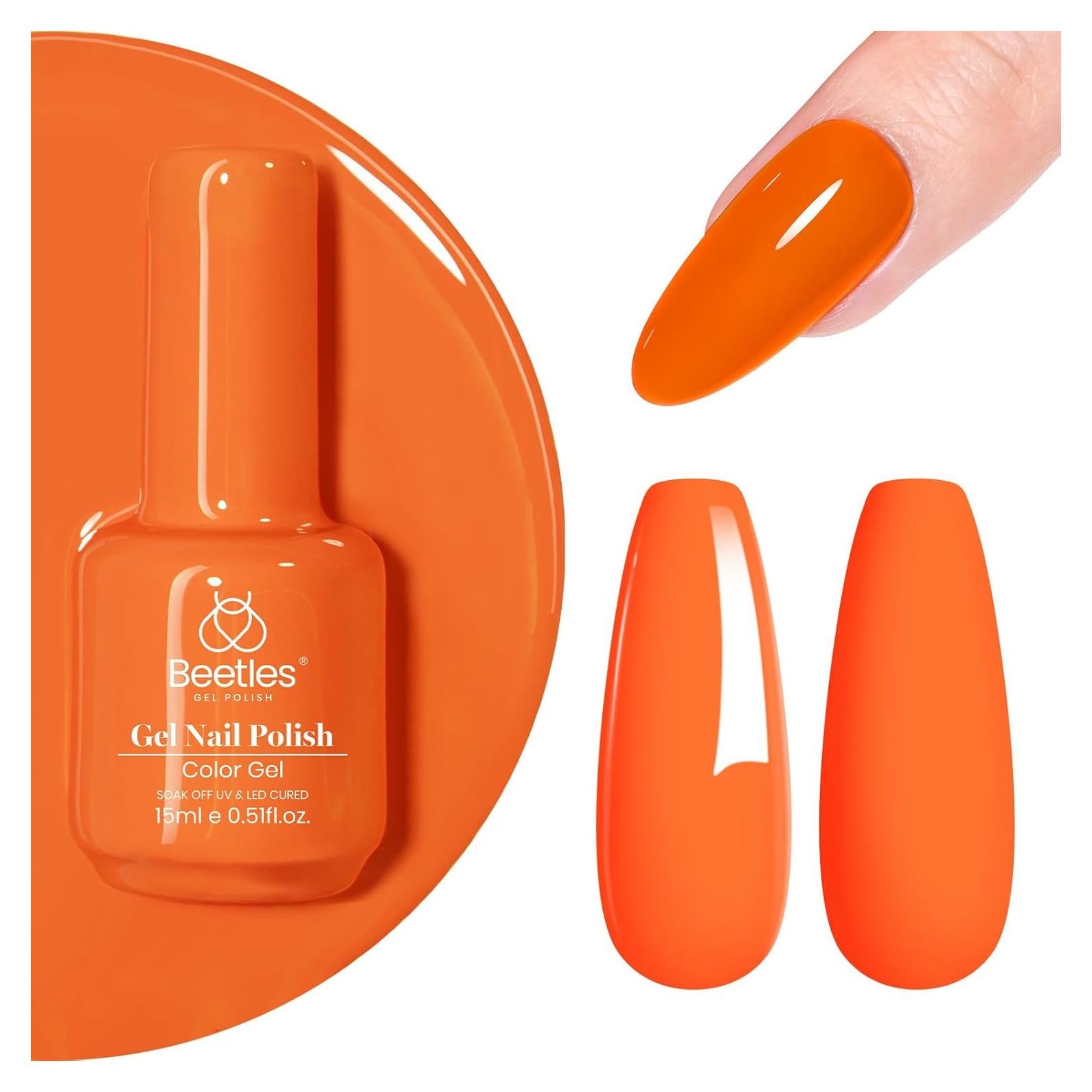 Esmalte de Uñas Gel Beetles 15ml Color Naranja Tangerina