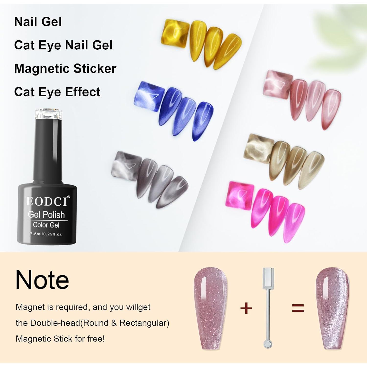 Esmalte de Uñas Gel Ojo de Gato EODCI 6 Colores con Purpurina