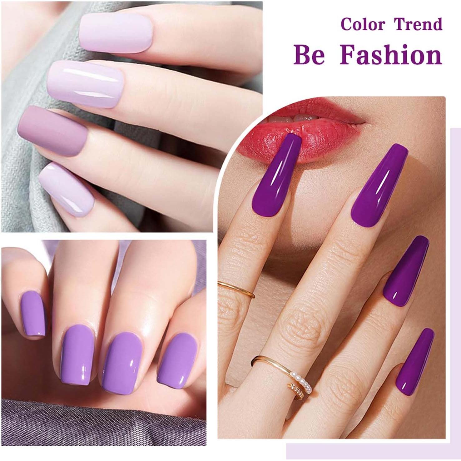 Set de Esmalte de Uñas en Gel JR 9pcs 15ml Morado 12-Free