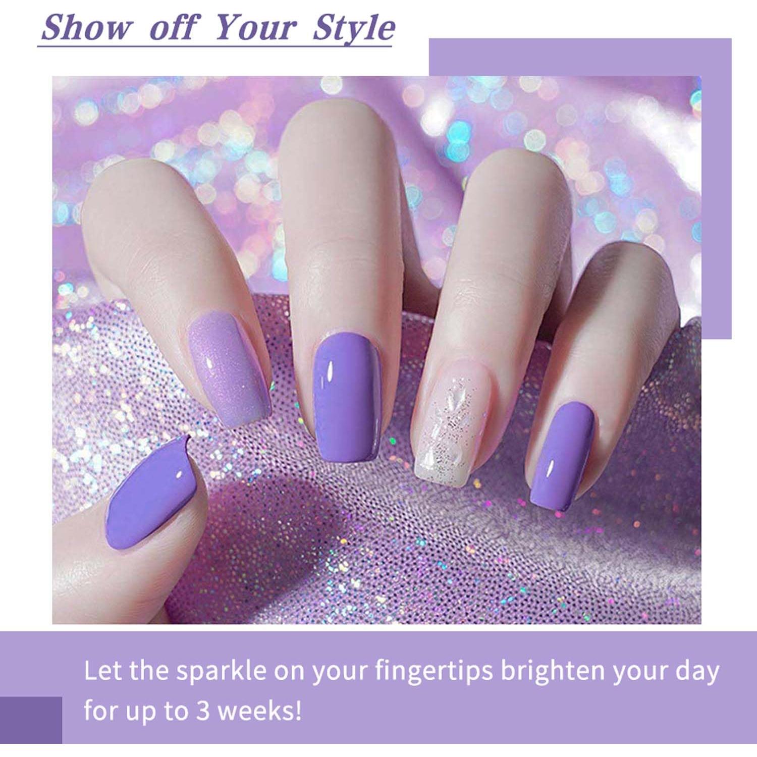 Set de Esmalte de Uñas en Gel JR 9pcs 15ml Morado 12-Free