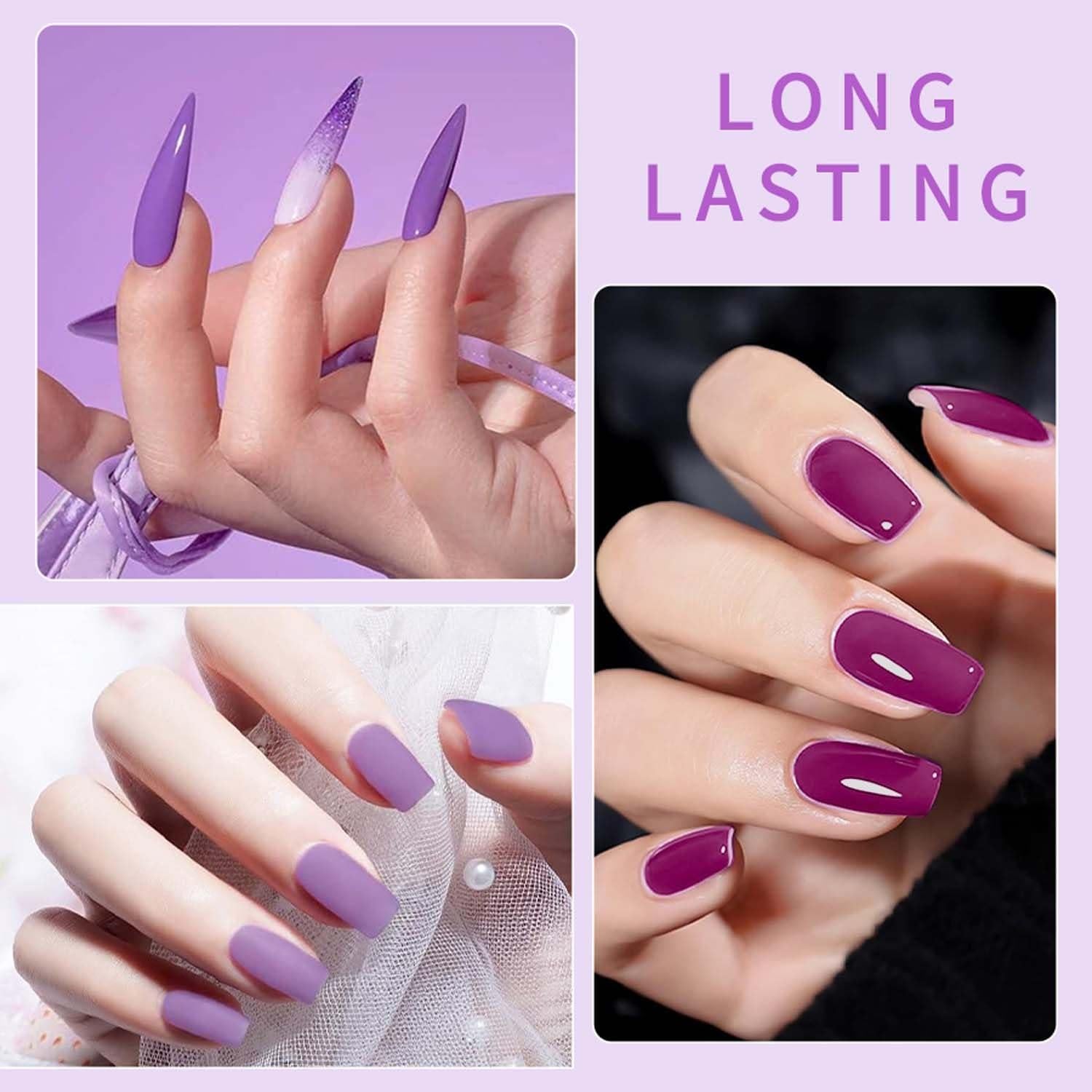 Set de Esmalte de Uñas en Gel JR 9pcs 15ml Morado 12-Free