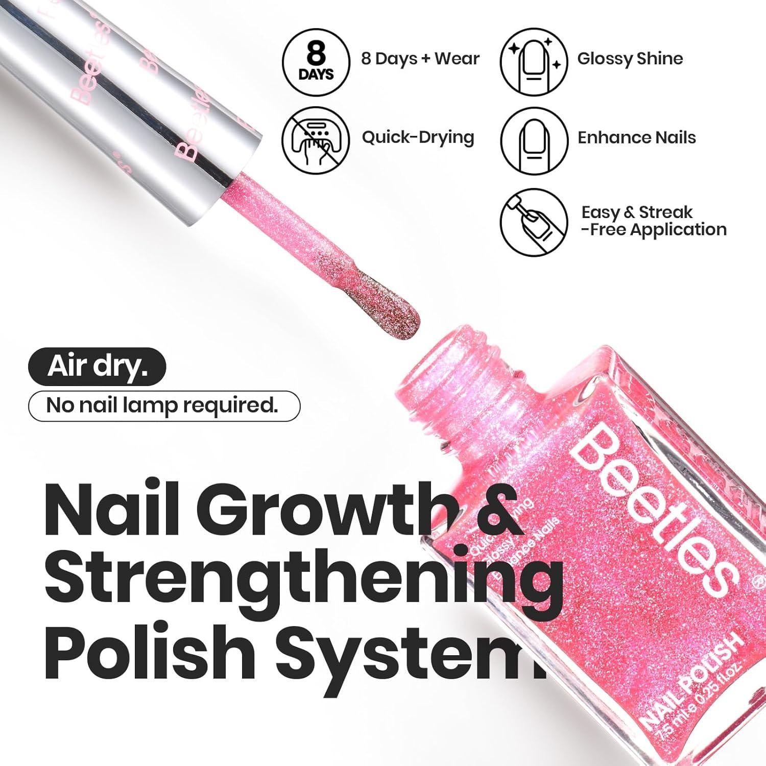 Set de Esmalte de Uñas Glitter Beetles - 6 Colores Secado Rápido