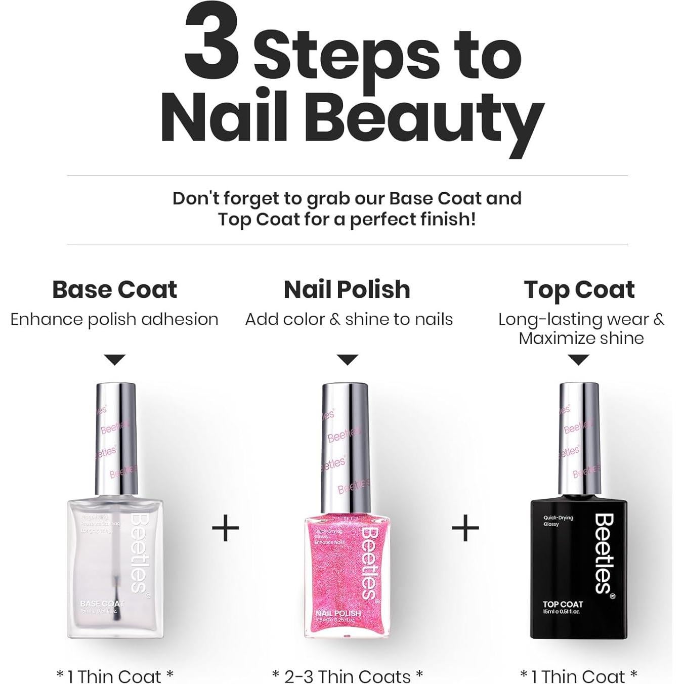 Set de Esmalte de Uñas Glitter Beetles - 6 Colores Secado Rápido