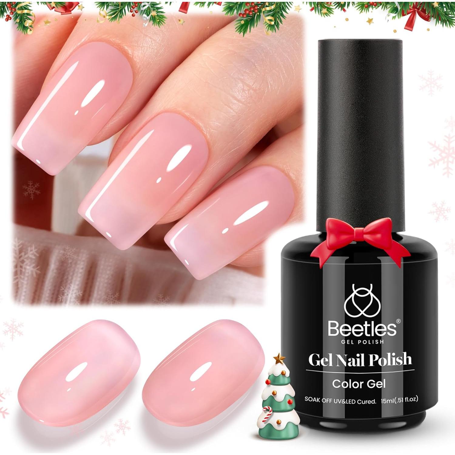 Gel de Uñas Beetles Jelly Nude 15ml Color Durazno Translúcido