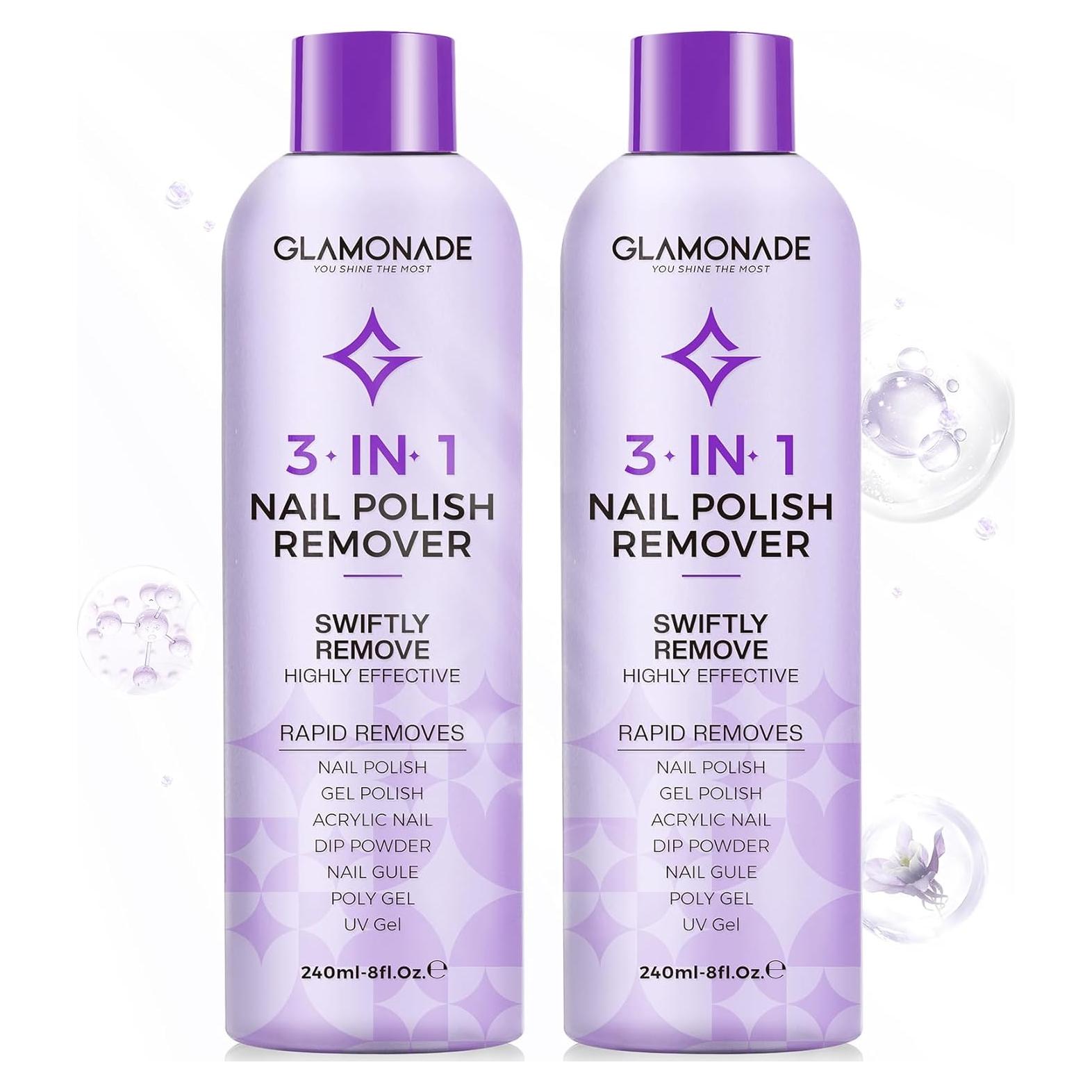 Removedor de Esmalte de Uñas Acetona Glamonade 236.6 ml x2