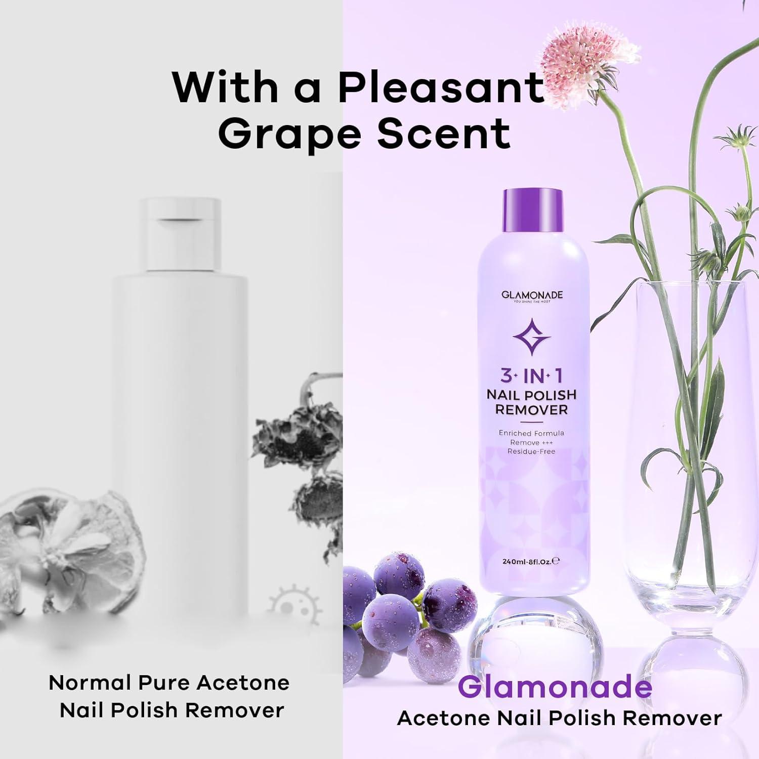 Removedor de Esmalte de Uñas Acetona Glamonade 236.6 ml x2