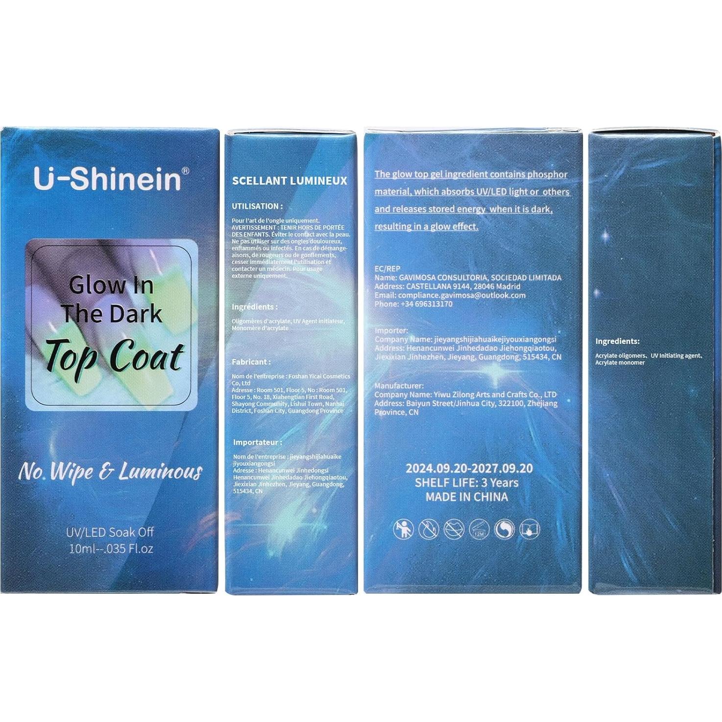 Gel de Uñas Luminosa U-Shinein 45g Brilla en la Oscuridad