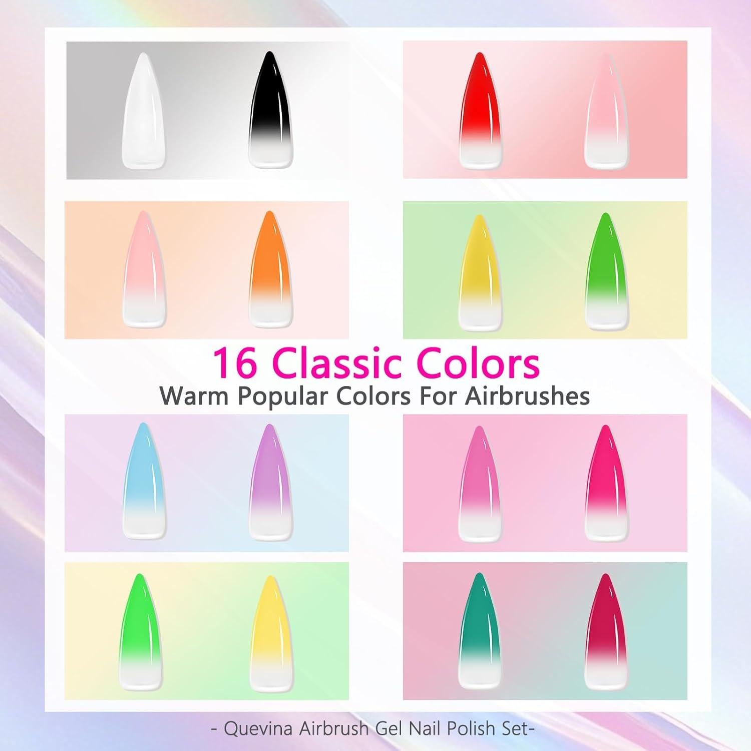 Set de Esmalte de Uñas en Gel Quevina 16 Colores 15ml