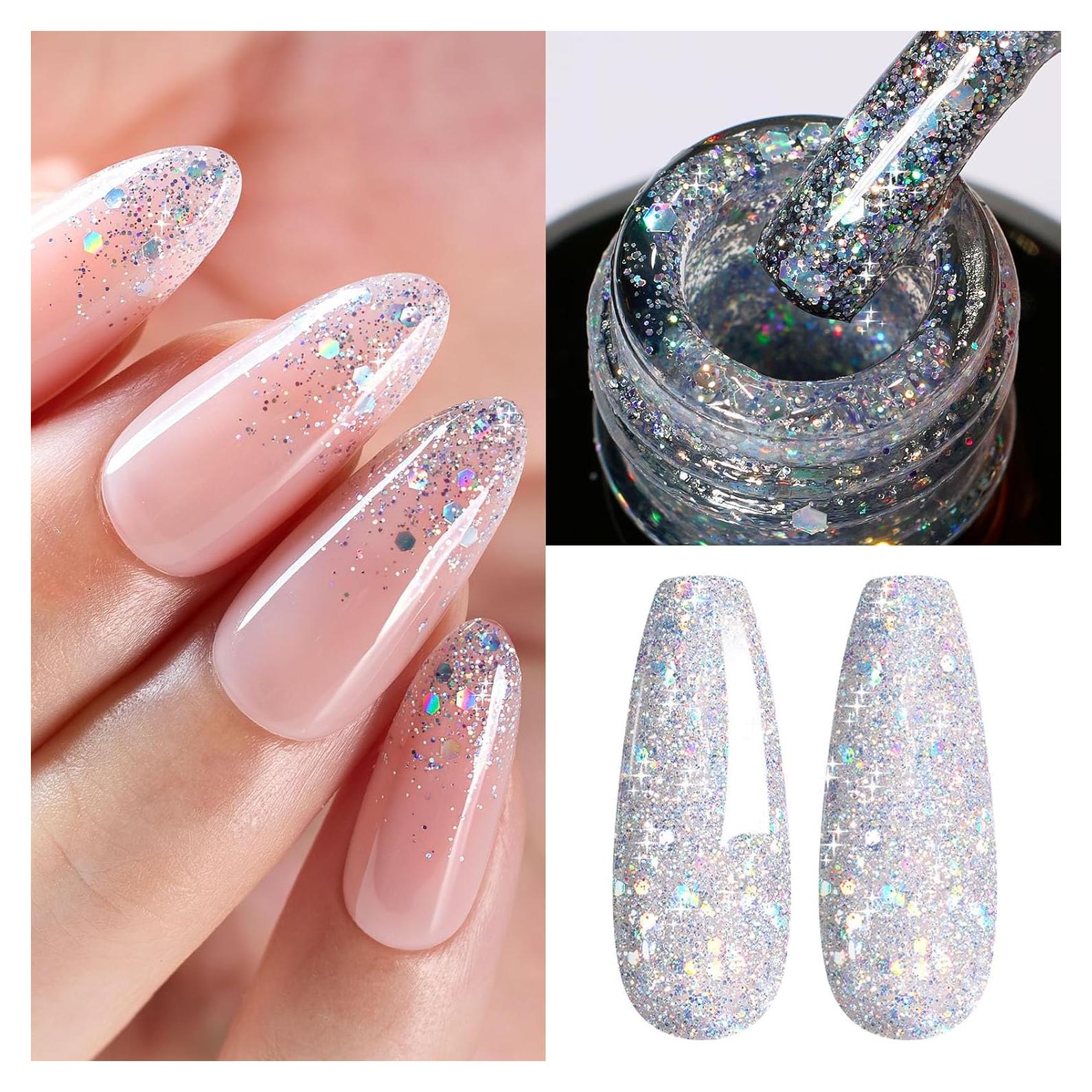 Esmalte de Uñas Gel Glitter Beetles 15ml Cromado Plateado