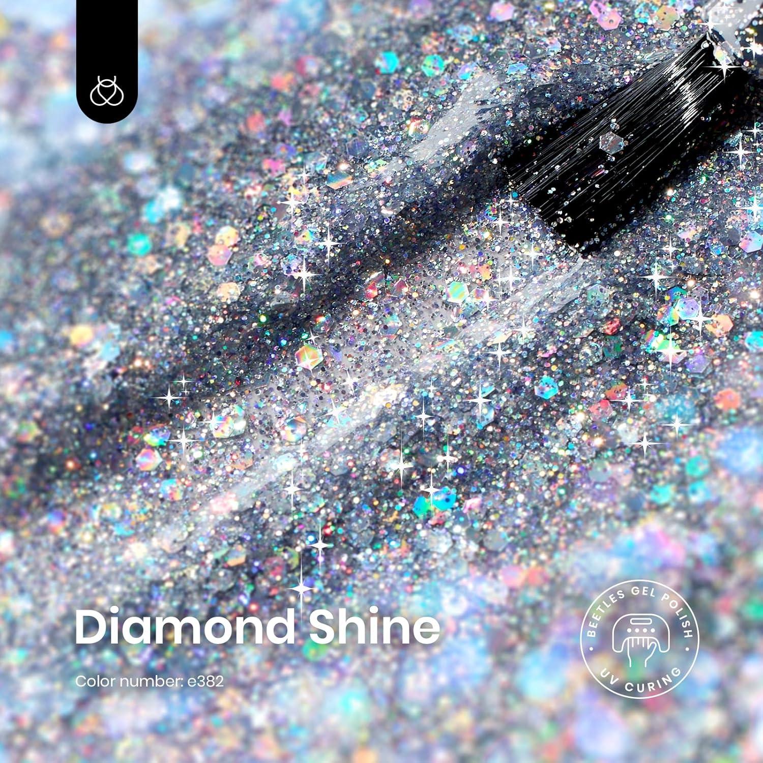 Esmalte de Uñas Gel Glitter Beetles 15ml Cromado Plateado