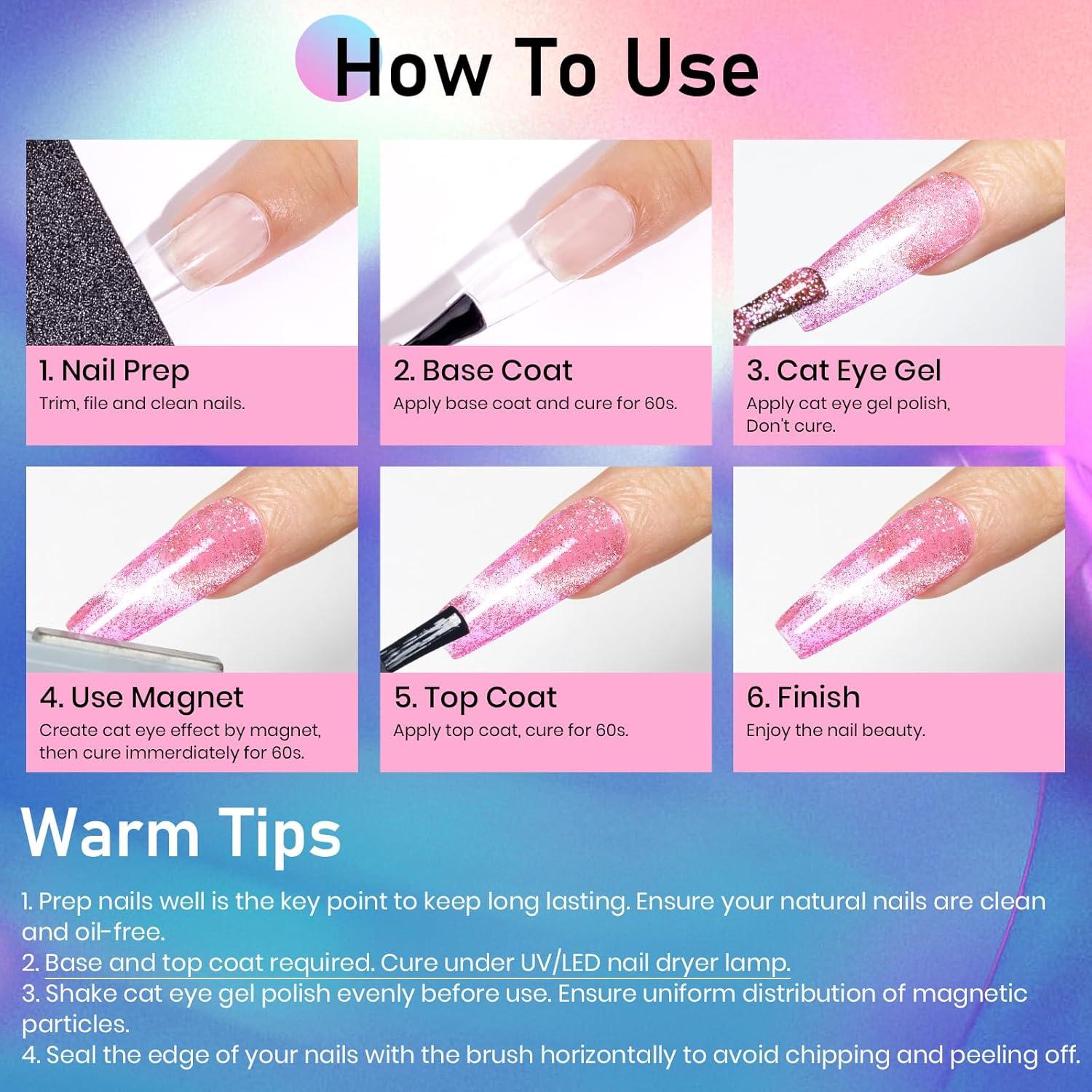 Esmalte de Uñas Gel Cat Eye Brillante MIZHSE - 8 Colores