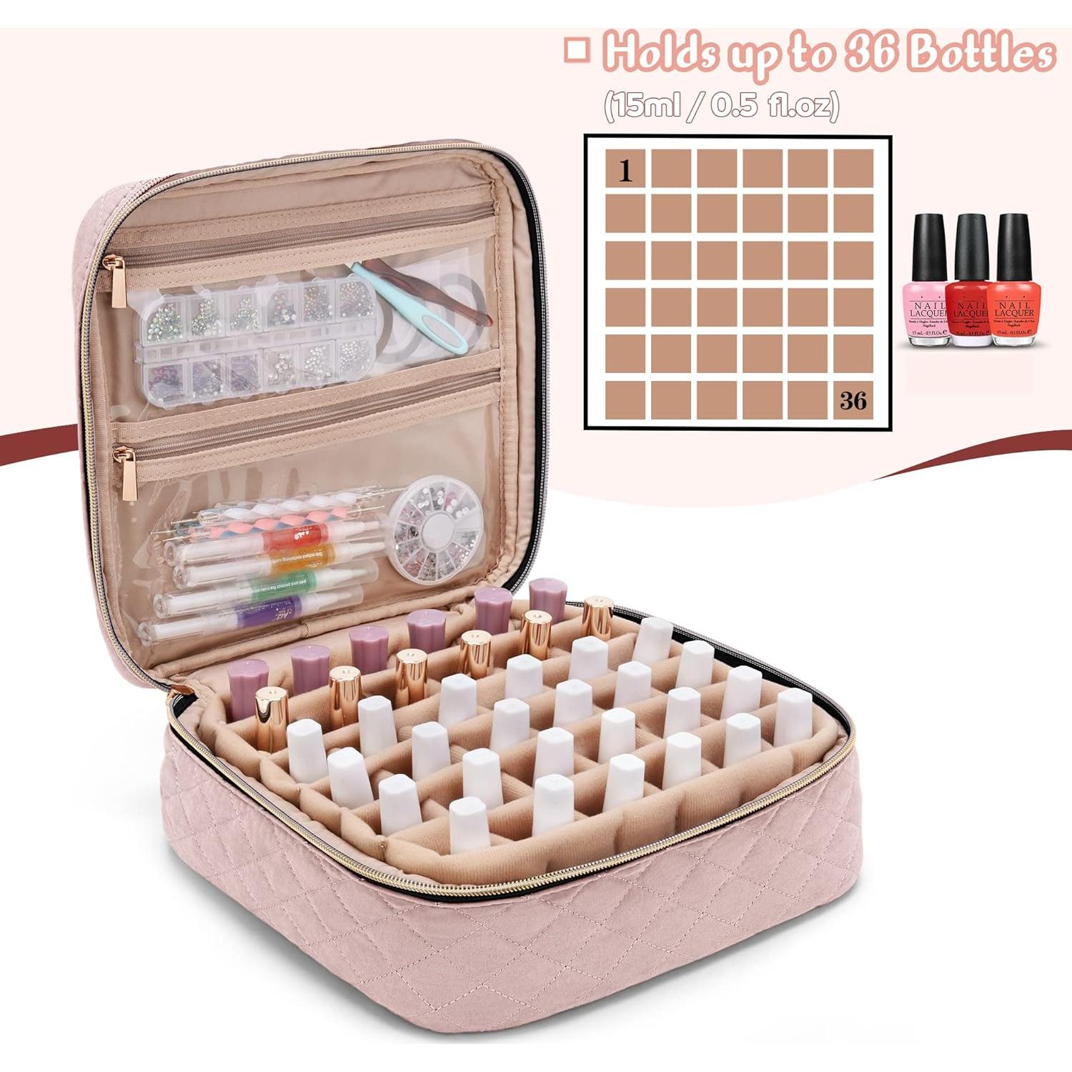 Bolsa de Transporte para Esmalte de Uñas YARWO Rosa 36 Botellas