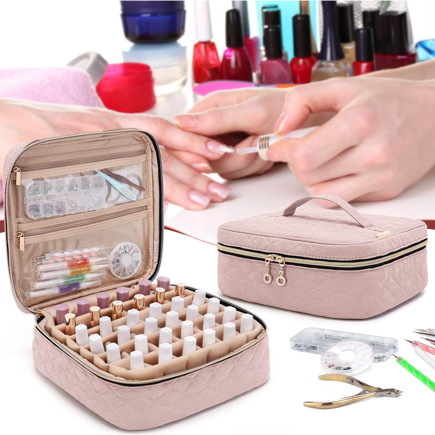 Bolsa de Transporte para Esmalte de Uñas YARWO Rosa 36 Botellas