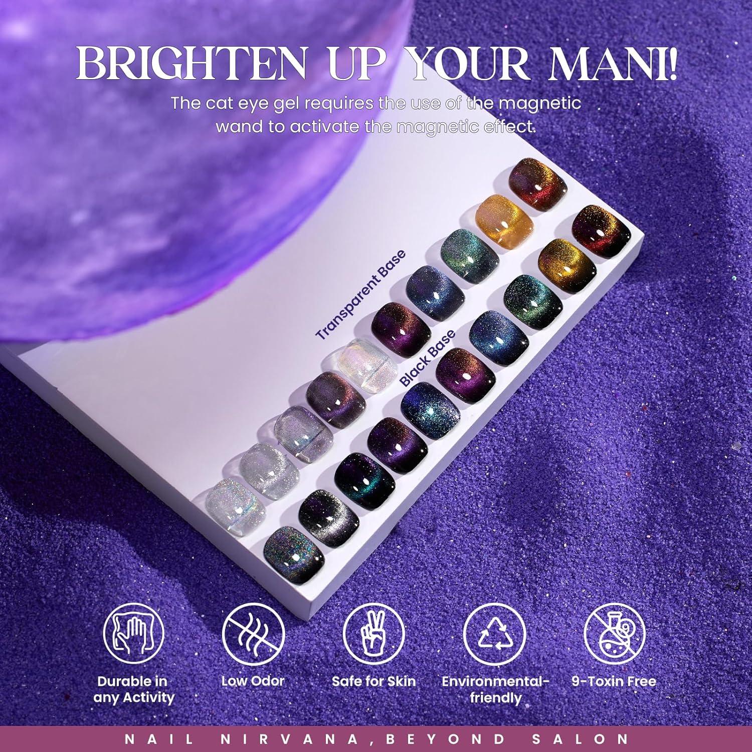 Set de Uñas de Gel Beetles Cat Eye 39 Pcs - 36 Colores